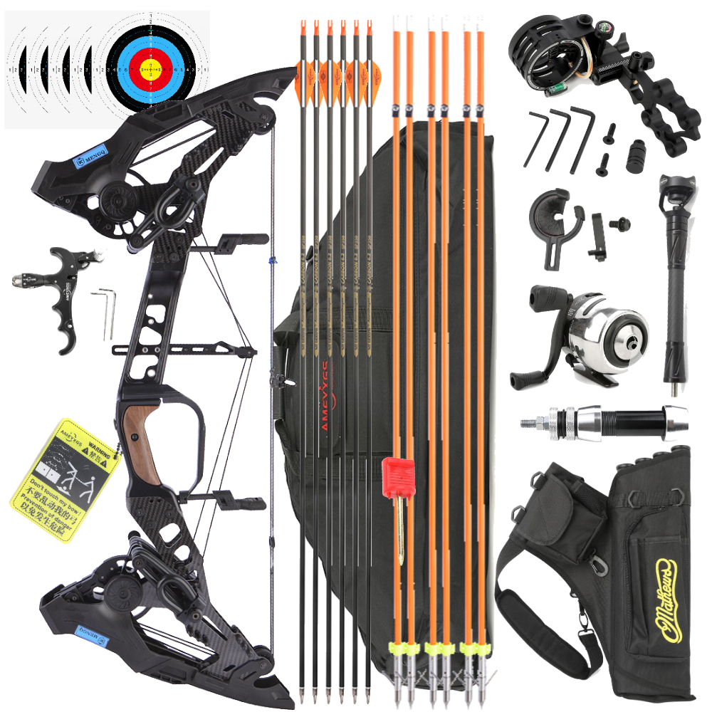 MENGQ Dual Use Compound Bow Set 21.5-60lbs Steel Ball Bow