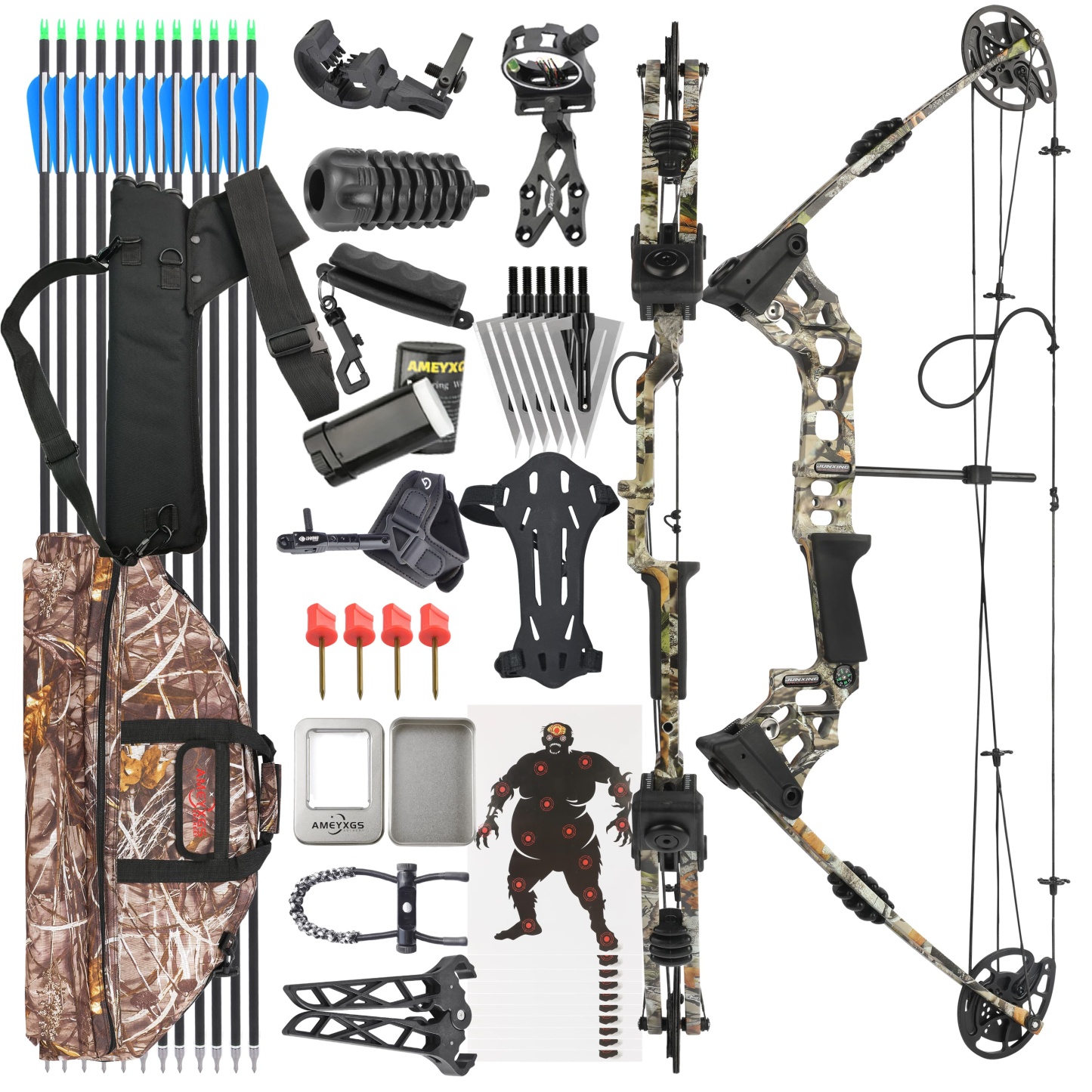 Hunting 20-70lbs Compound Bow Set Archery RH LH Let-off 80%