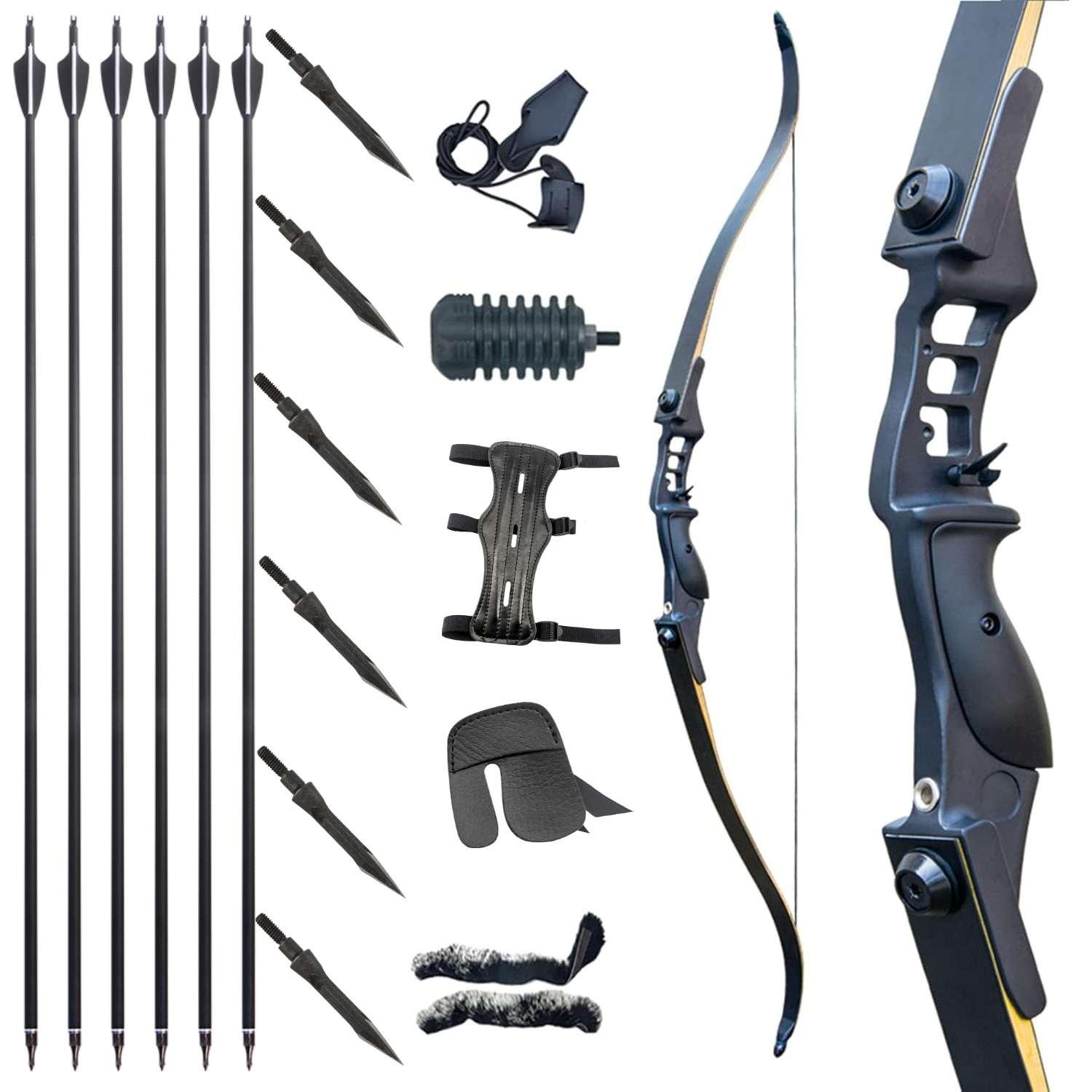 Junxing F177 Hunting Recurve Bow Set 54" 30-50lbs Adult Takedown RH