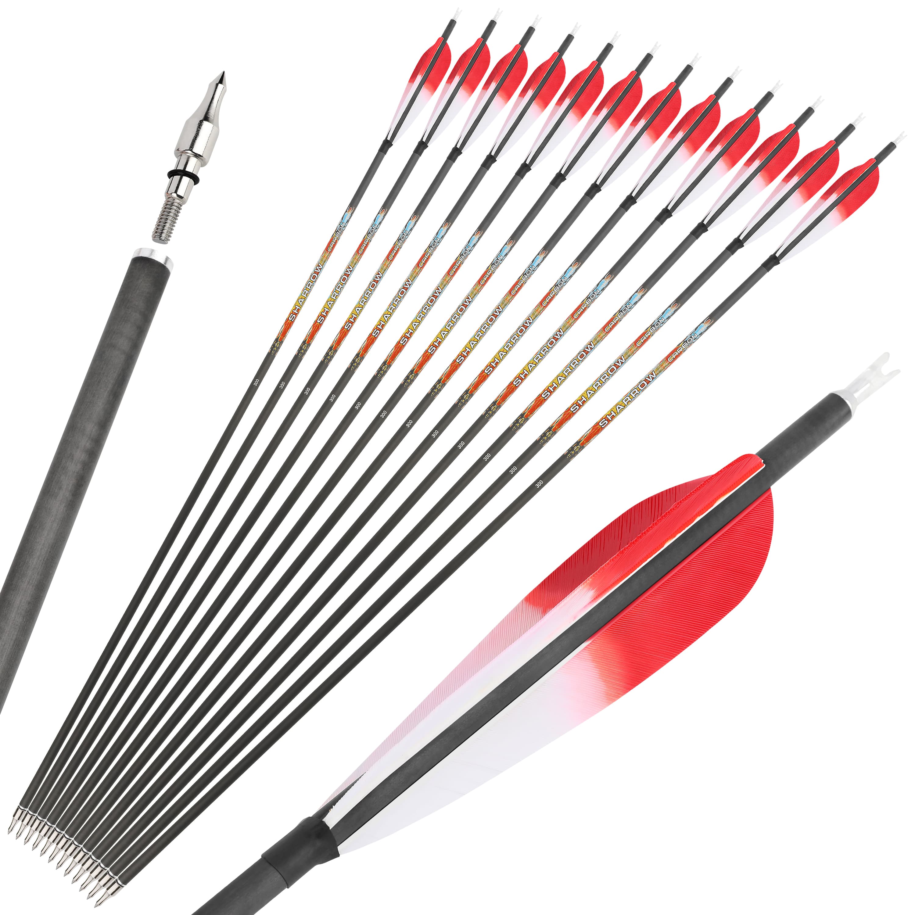 Pure Carbon Archery Arrows turkey feather 31" Recurve and Compound Bow
