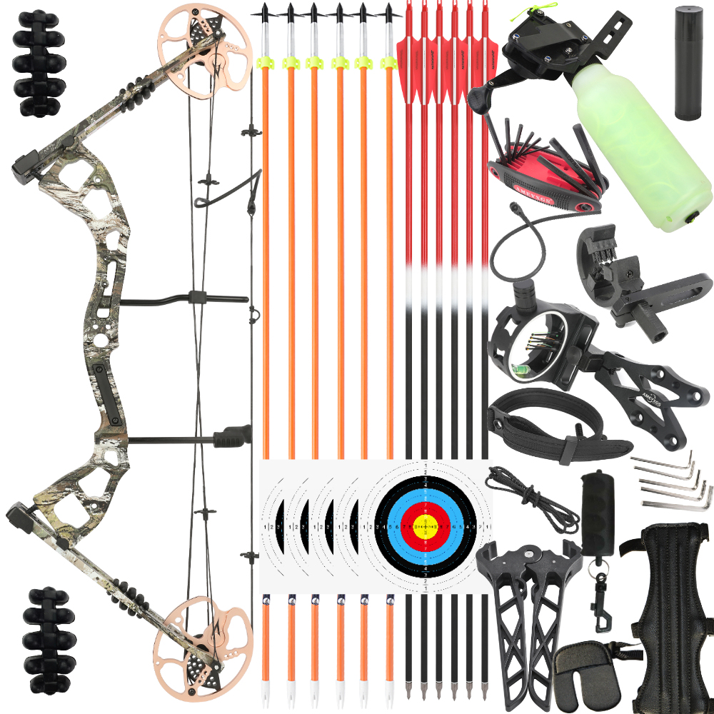 JUNXING M193 Compound Bow Adjustable Hunting Fishing Bow 0-70lbs