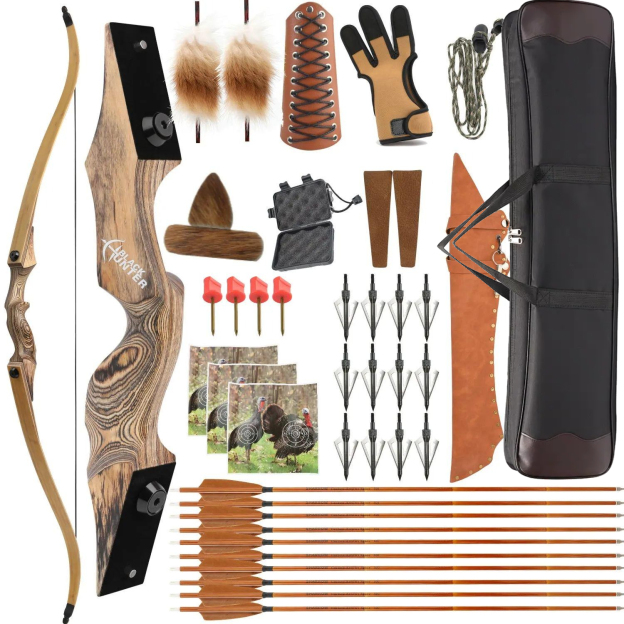 Black Hunter 60" Hunting Takedown Recurve Bow Kit LH RH 20-60lbs