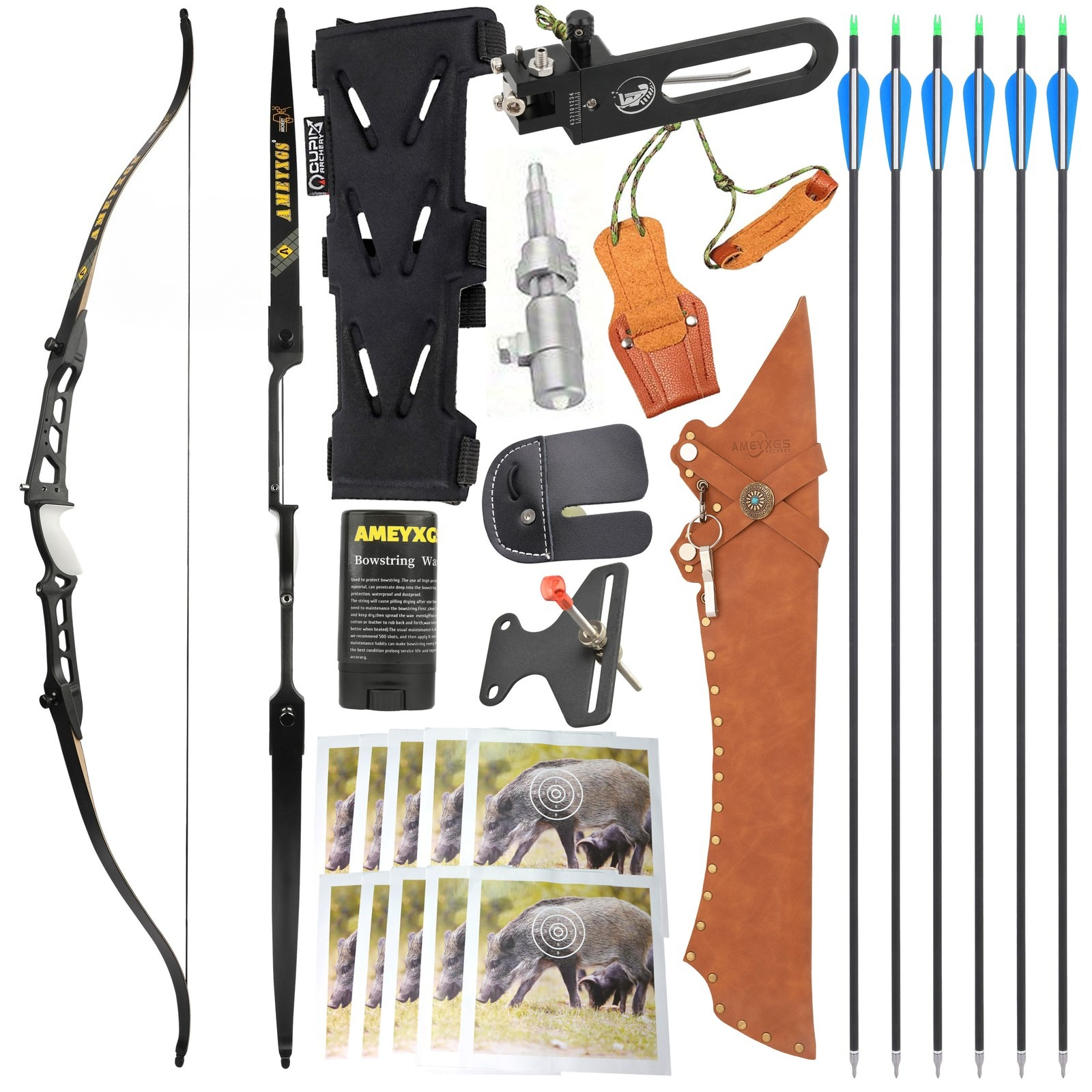 68" Competition Target Recurve Bow 36lbs, Aluminum Alloy Riser