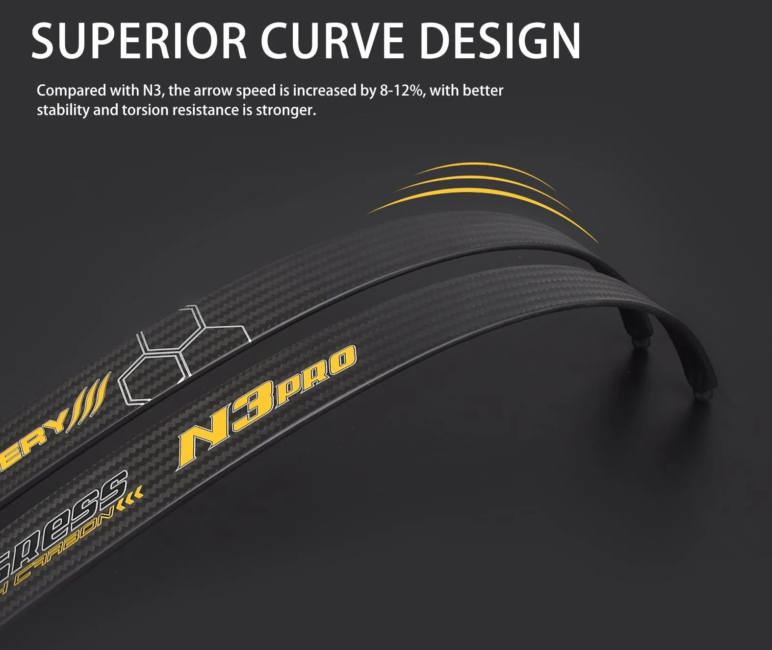 NIKA N3 PRO Limbs ILF Recurve Bow 68" @25H 100% Carbon Fiber 16-50lbs