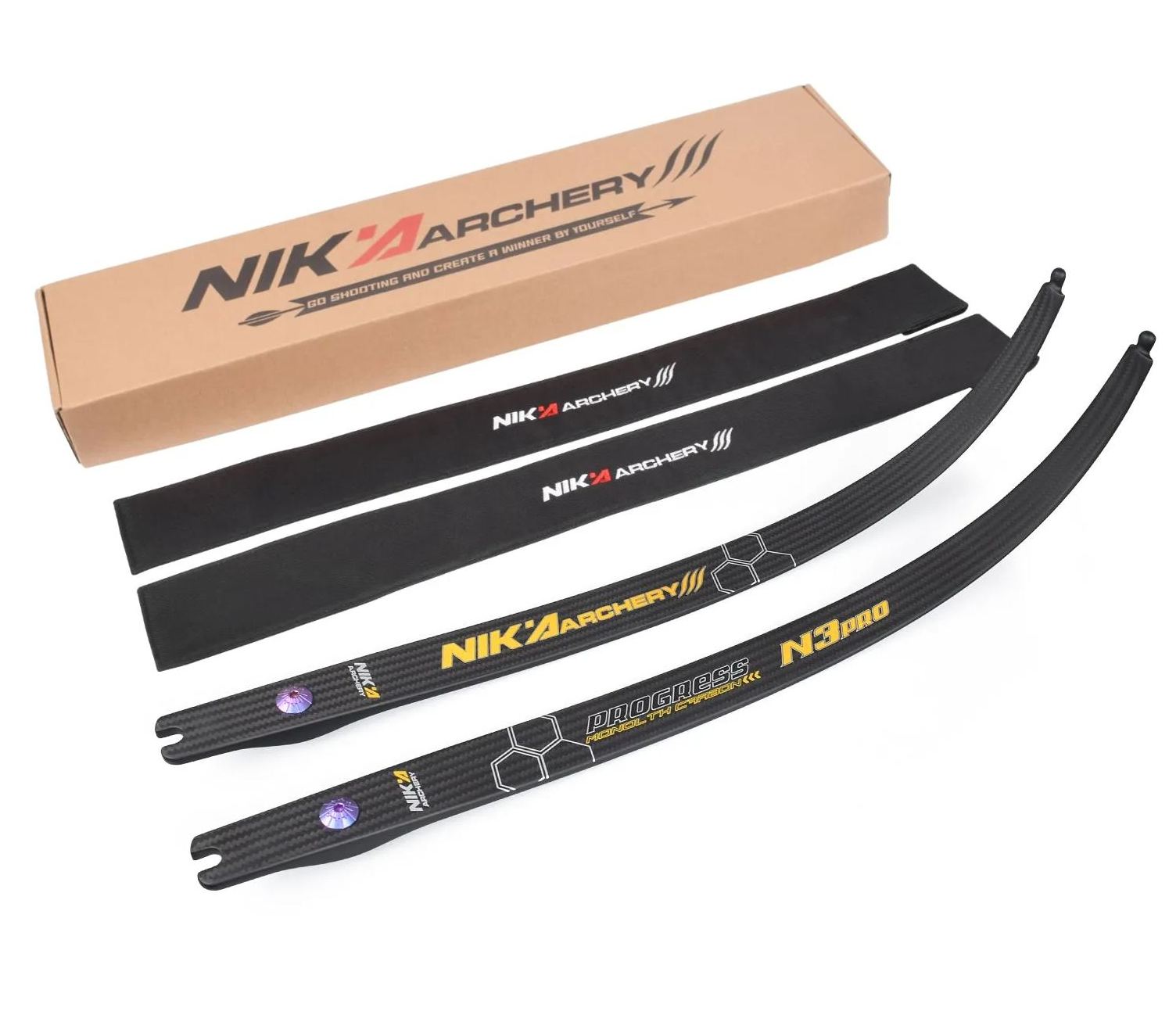 NIKA N3 PRO Limbs ILF Recurve Bow 68" @25H 100% Carbon Fiber 16-50lbs