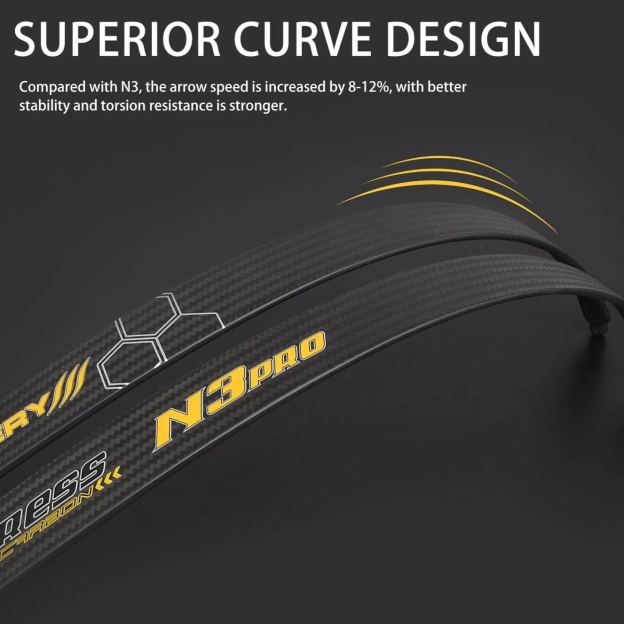 NIKA N3 PRO Limbs ILF Recurve Bow 68" @25H 100% Carbon Fiber 16-50lbs