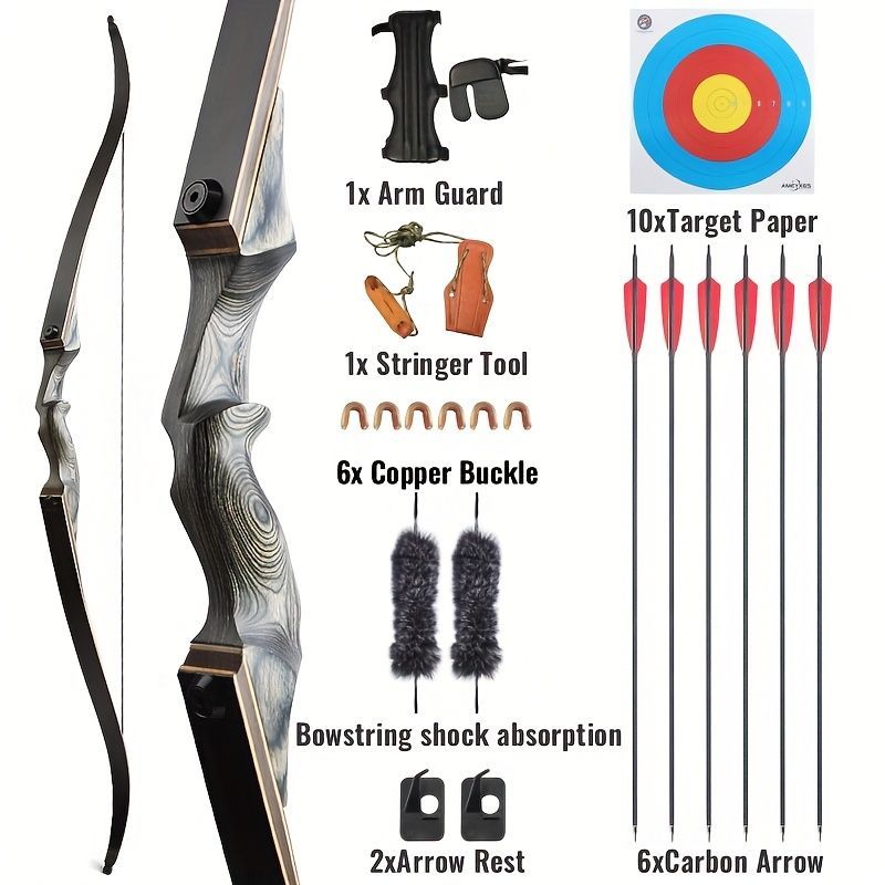 BLACK HUNTER Takedown Recurve Bow Set Premium Bamboo Traditional