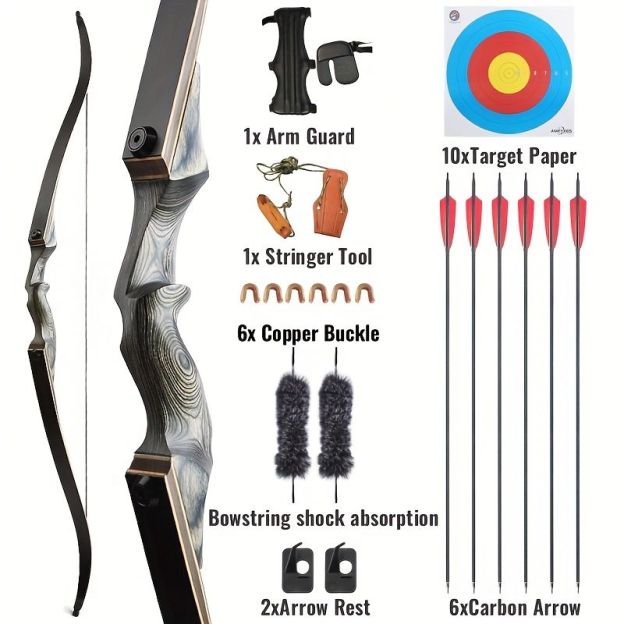 BLACK HUNTER Takedown Recurve Bow Set Premium Bamboo Traditional