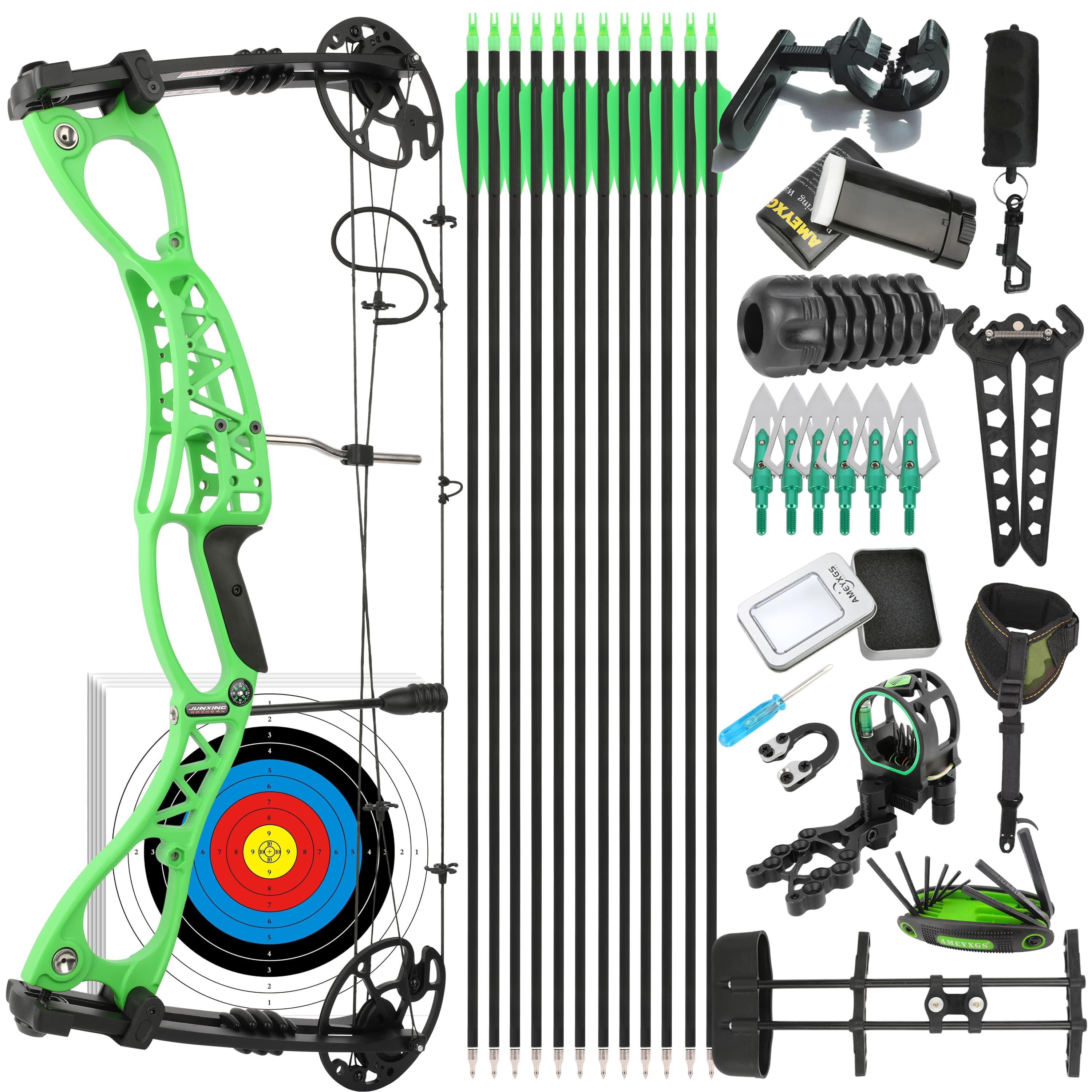 Junxing M126 Compound Bow Kit 0-70lbs Hunting Adult Target LH RH