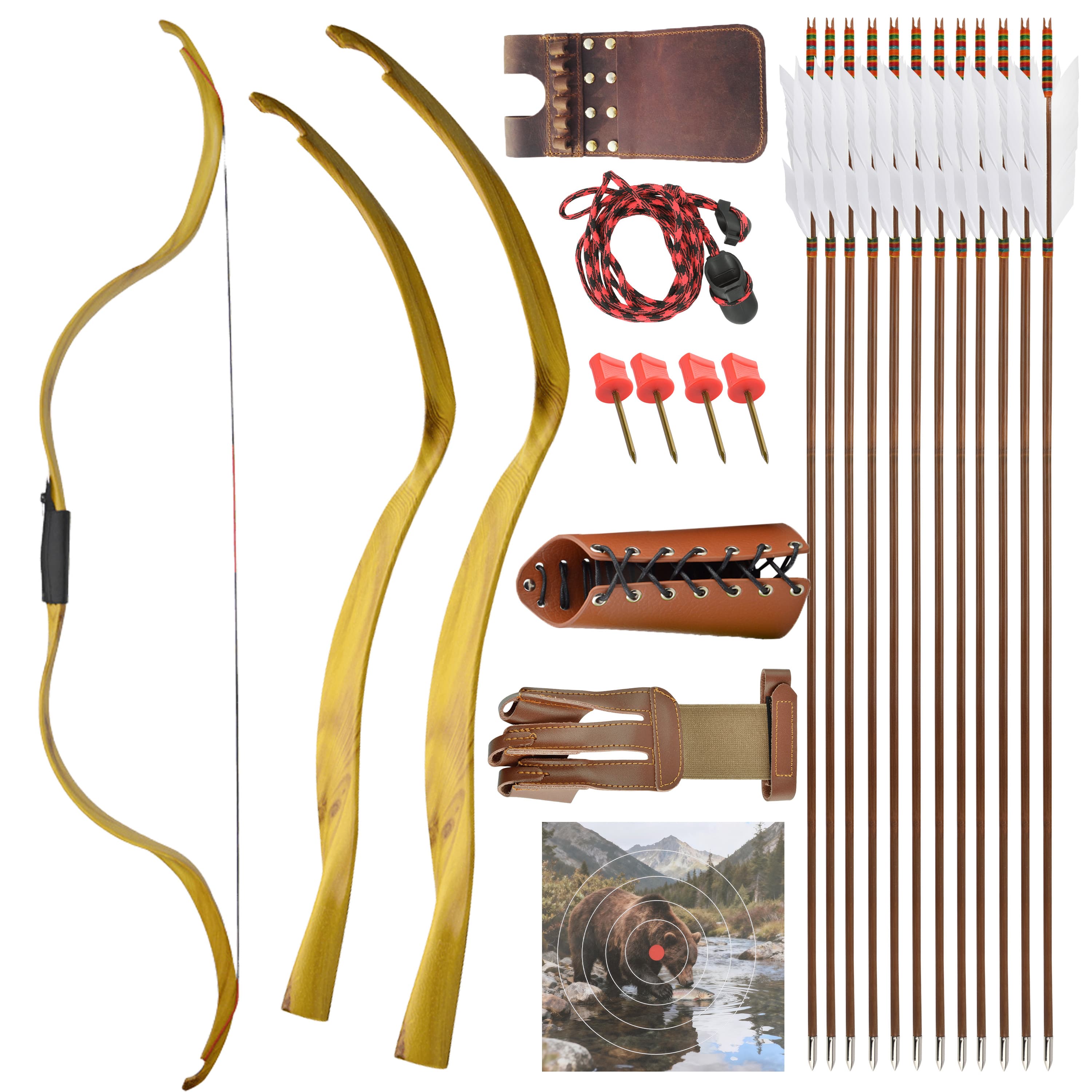 49" Handmade 20lbs Wooden Recurve Horse Bow for Archery