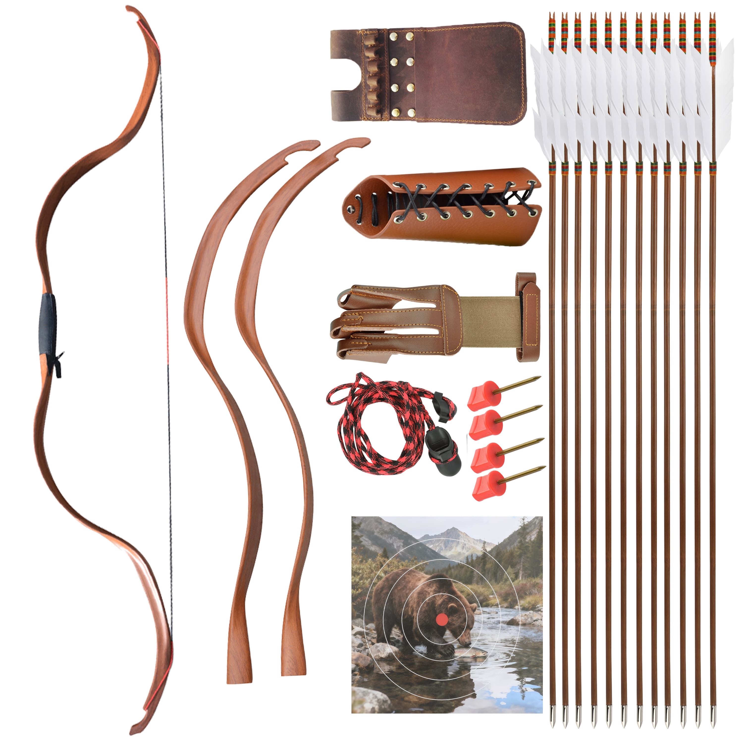 49" Handmade 20lbs Wooden Recurve Horse Bow for Archery