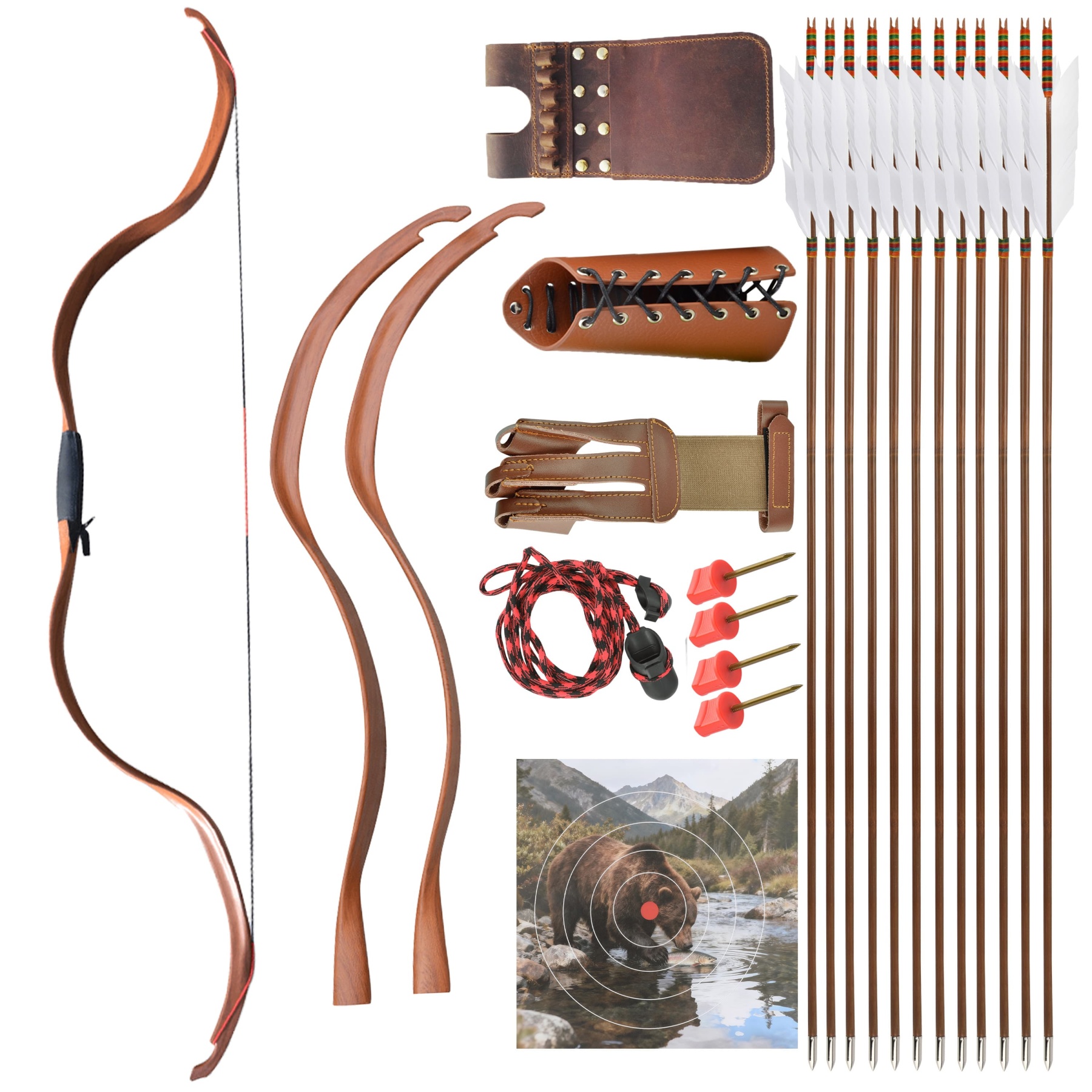 49" Handmade 20lbs Wooden Recurve Horse Bow for Archery