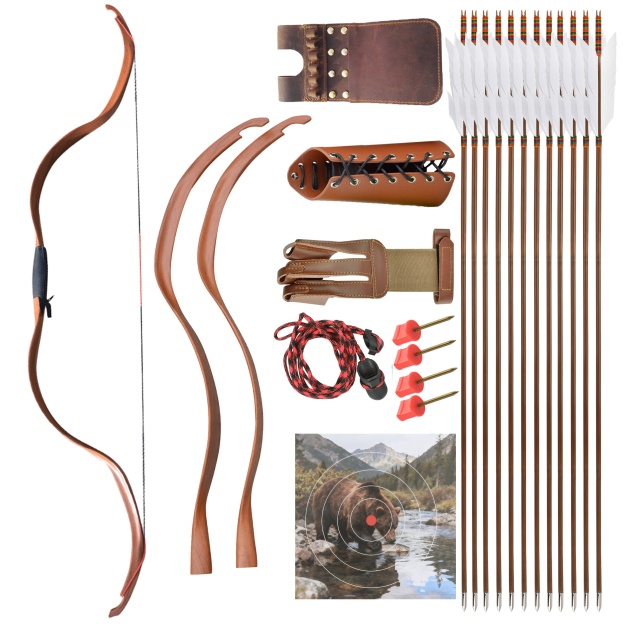 49" Handmade 20lbs Wooden Recurve Horse Bow for Archery