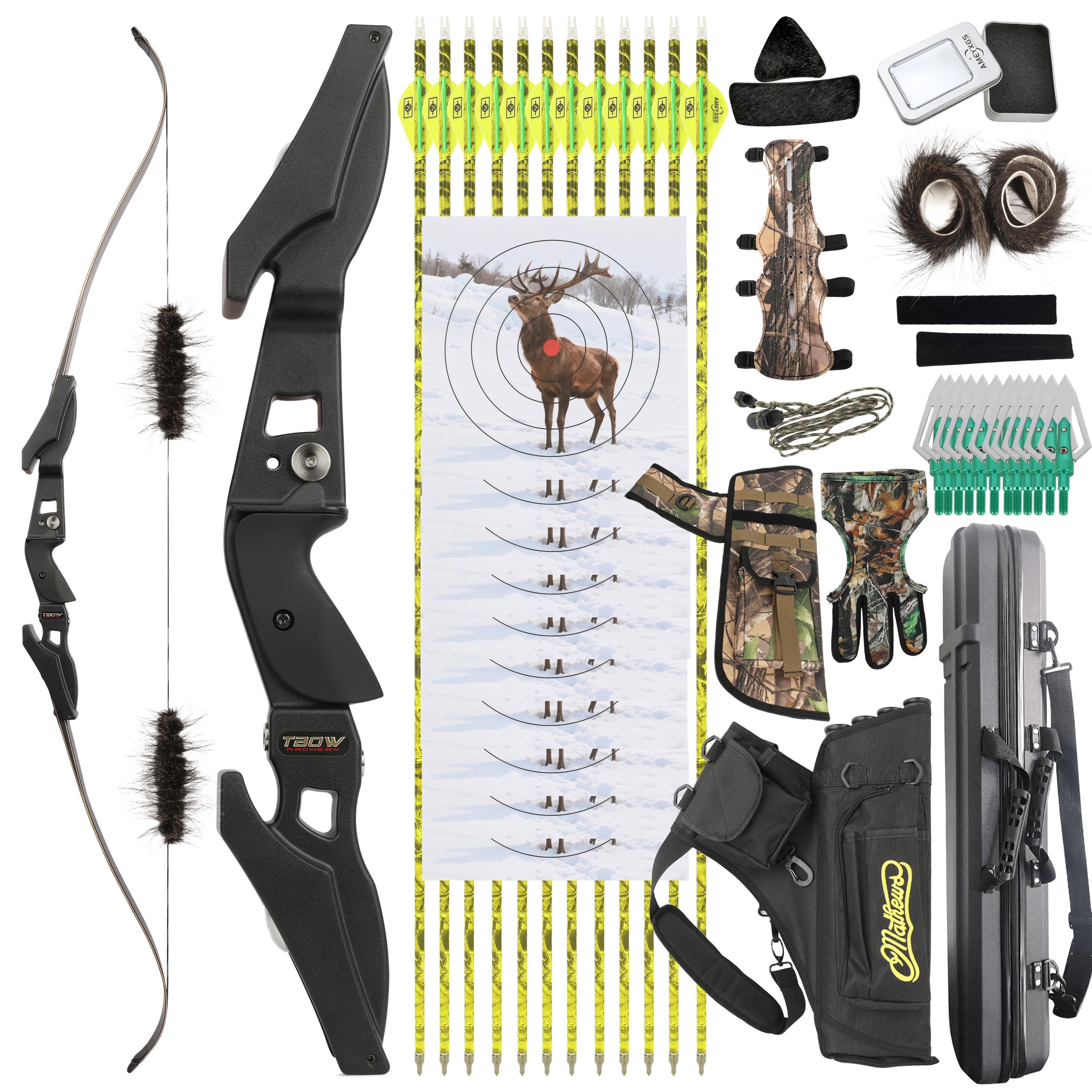 TBOW B3 ILF Takedown Recurve Bow Set 62" 25-65lbs Hunting Package