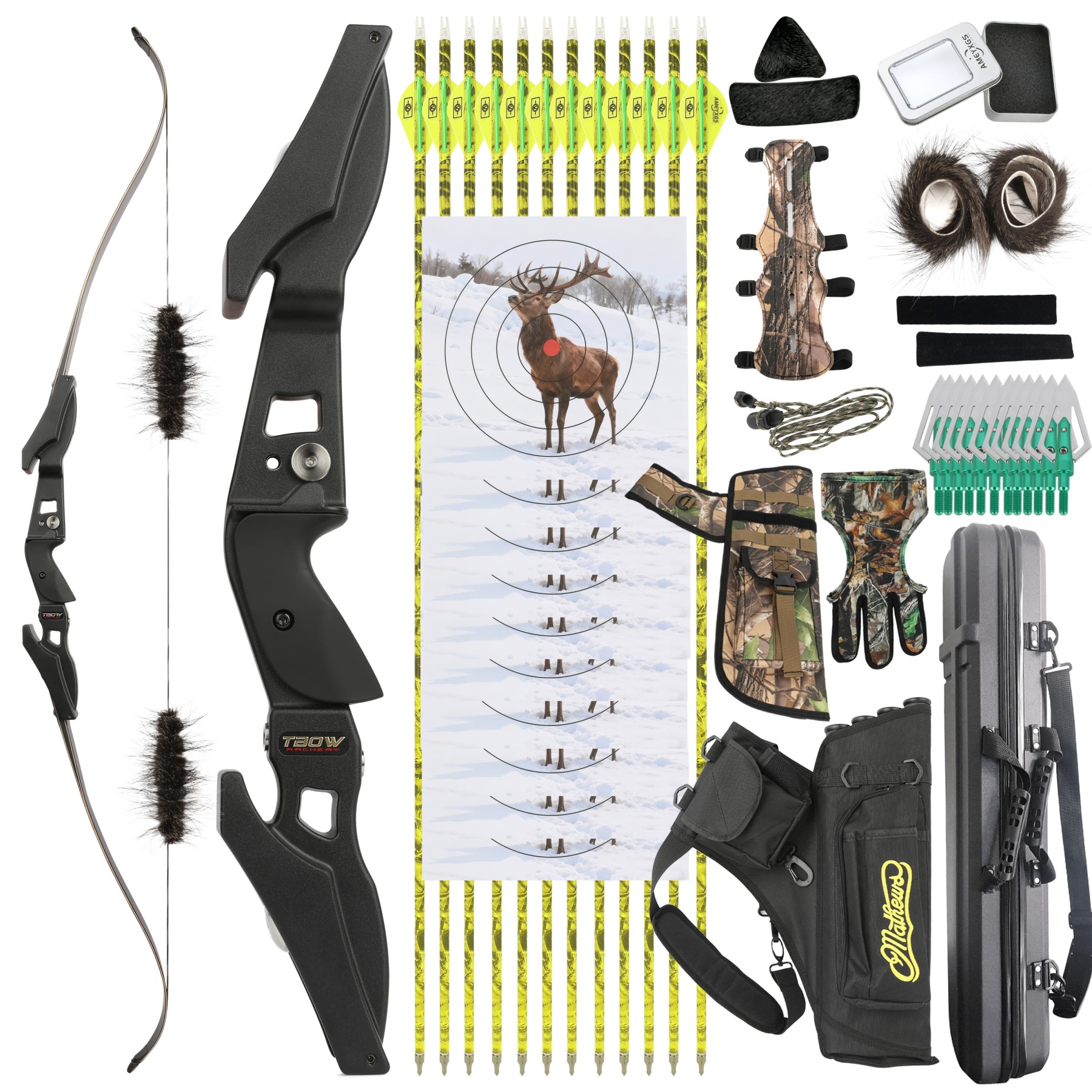 TBOW B3 ILF Takedown Recurve Bow Set 62" 25-65lbs Hunting Package
