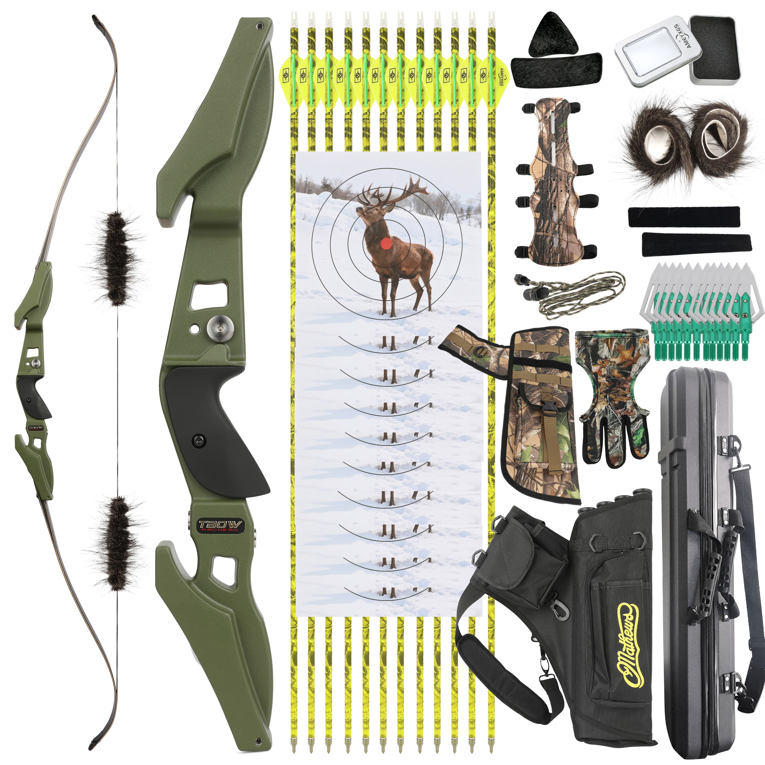 TBOW B3 ILF Takedown Recurve Bow Set 62" 25-65lbs Hunting Package