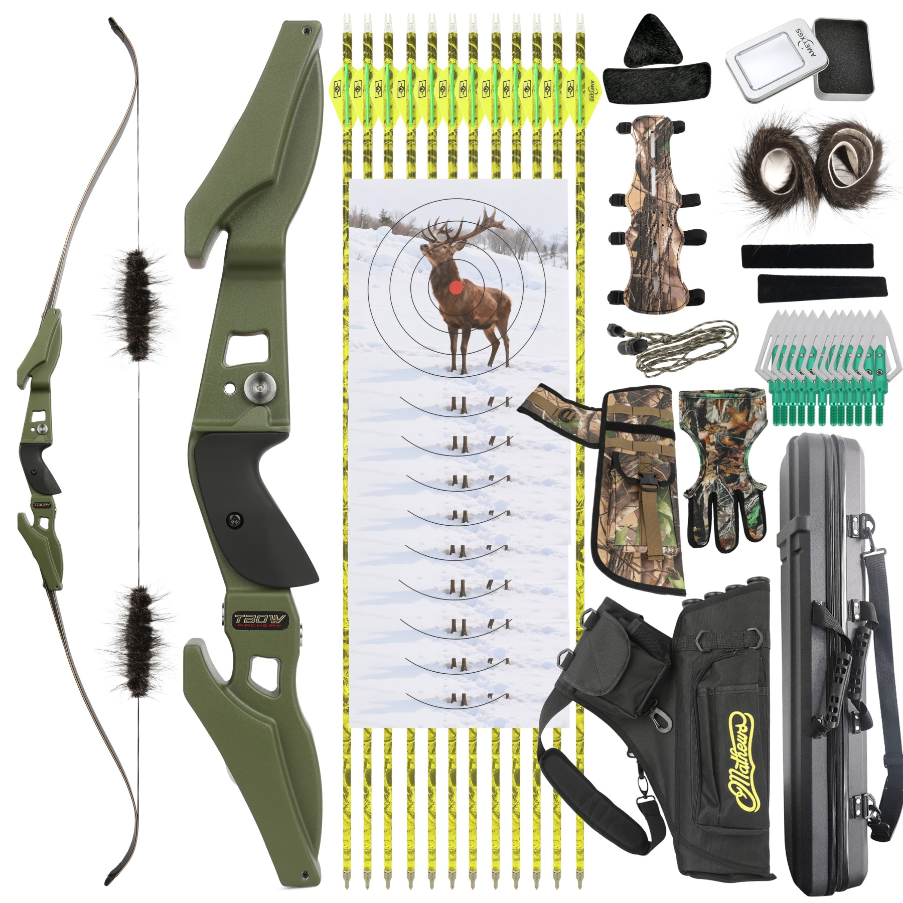 TBOW B3 ILF Takedown Recurve Bow Set 62" 25-65lbs Hunting Package