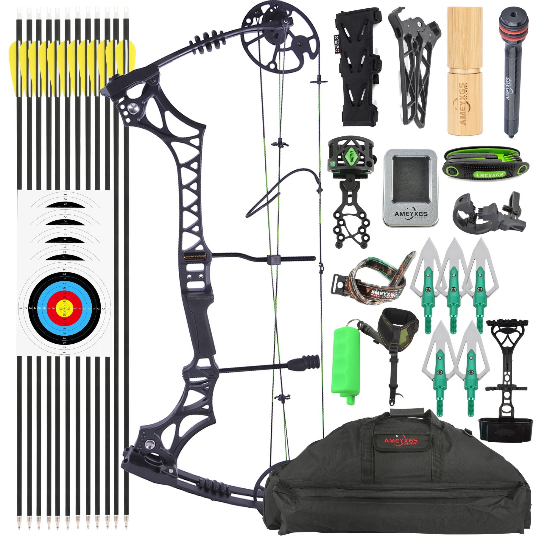 JUNXING M129 Compound Bow Arrows Kit 30-70lbs Hunting Target MAX 7