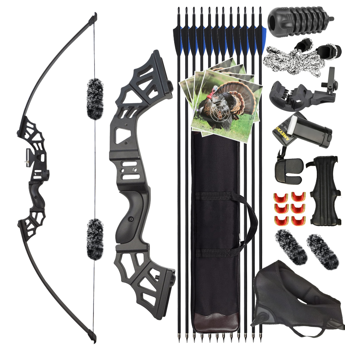 M122 Straight Bow Archery Kit for Beginners 30-50 lbs 53"