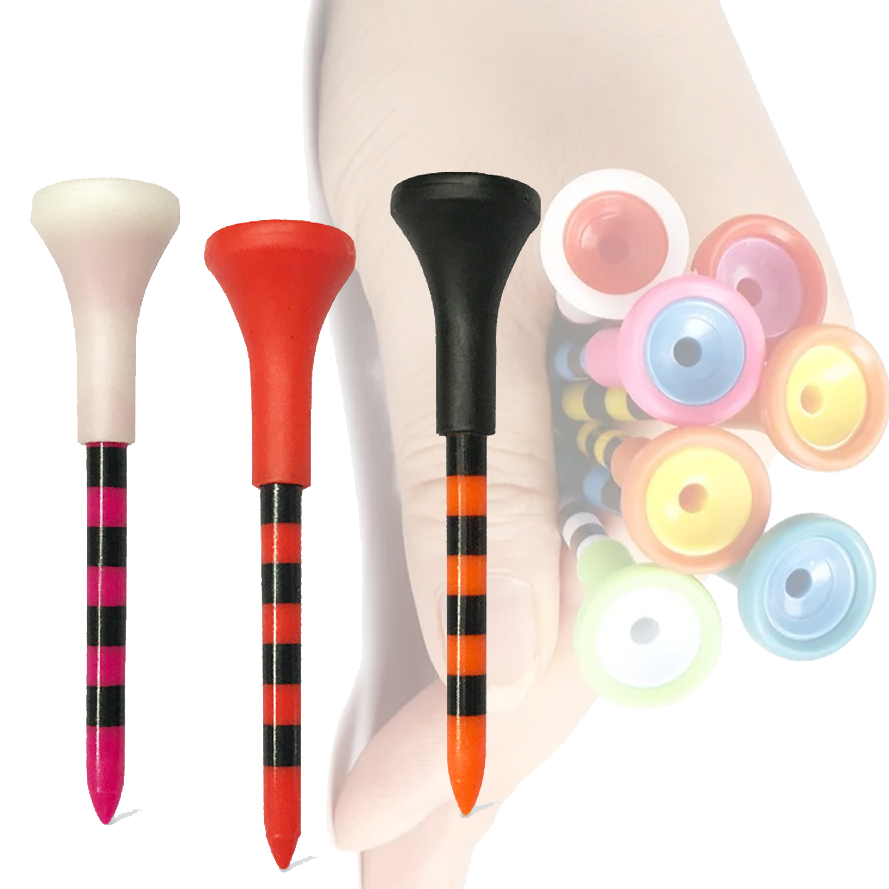 Professional 70/80mm Golf Tee Holder Colored Unbreakable Tees 