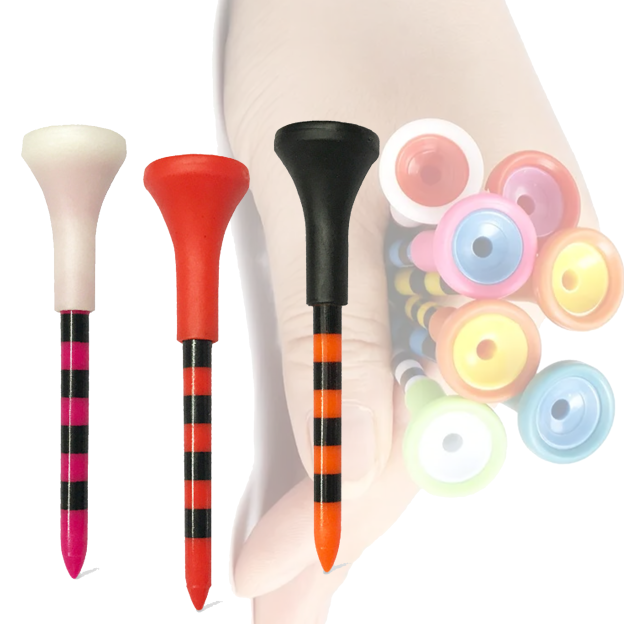 Professional 70/80mm Golf Tee Holder Colored Unbreakable Tees 