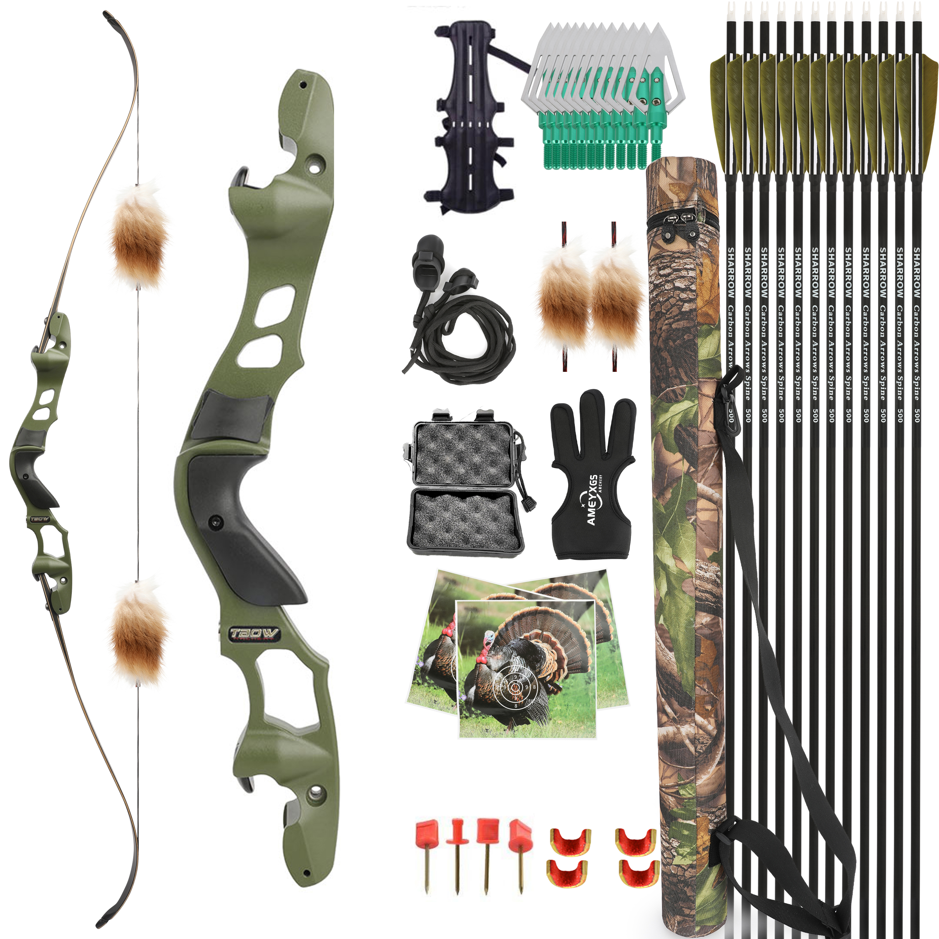TBOW 62" ILF Recurve Bow Hunting Set 25-60lbs