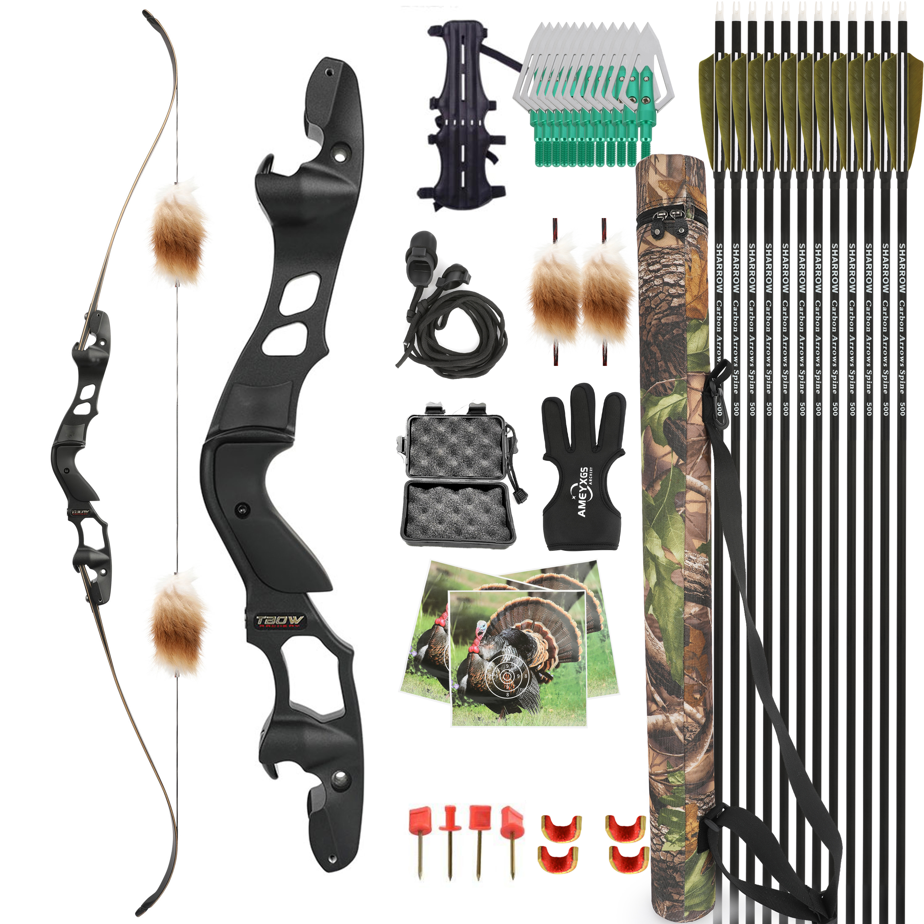 TBOW 62" ILF Recurve Bow Hunting Set 25-60lbs