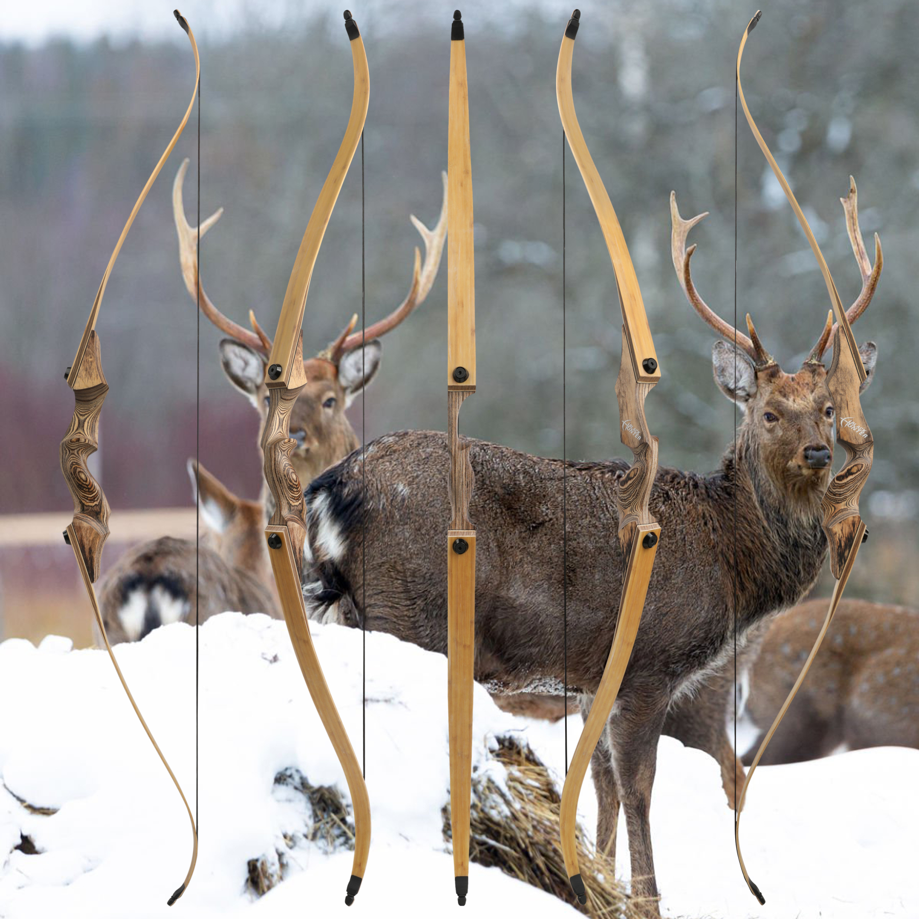 Black Hunter 60" Traditional Archery Bow and Arrows Set