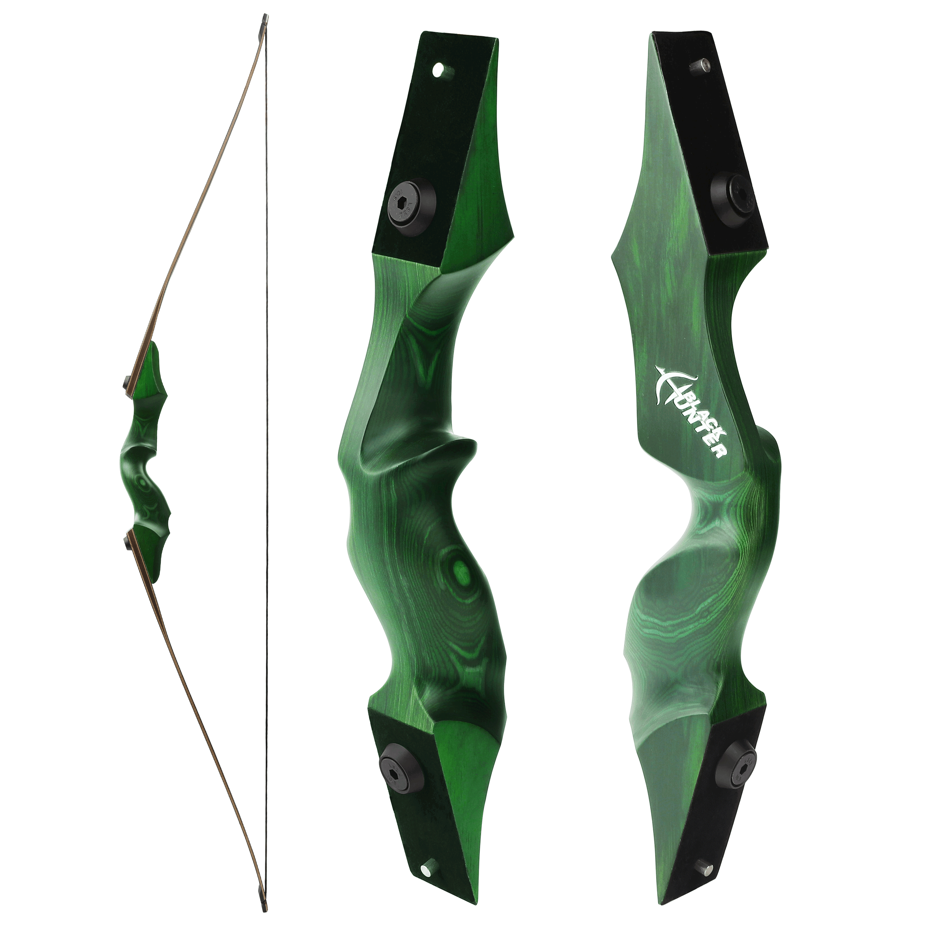 Black Hunter 60'' Archery Wooden Longbow Kit Hunting 20-60lbs