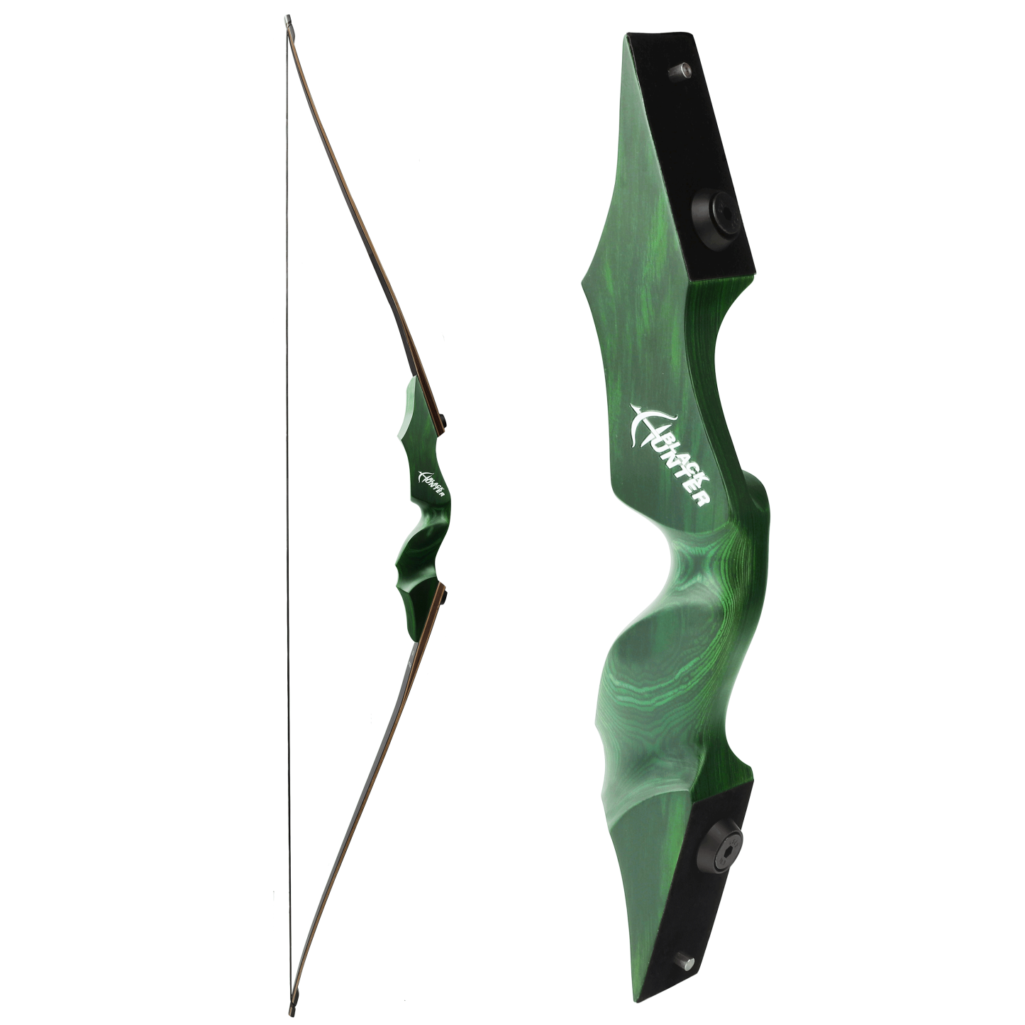 Black Hunter 60'' Archery Wooden Longbow Kit Hunting 20-60lbs
