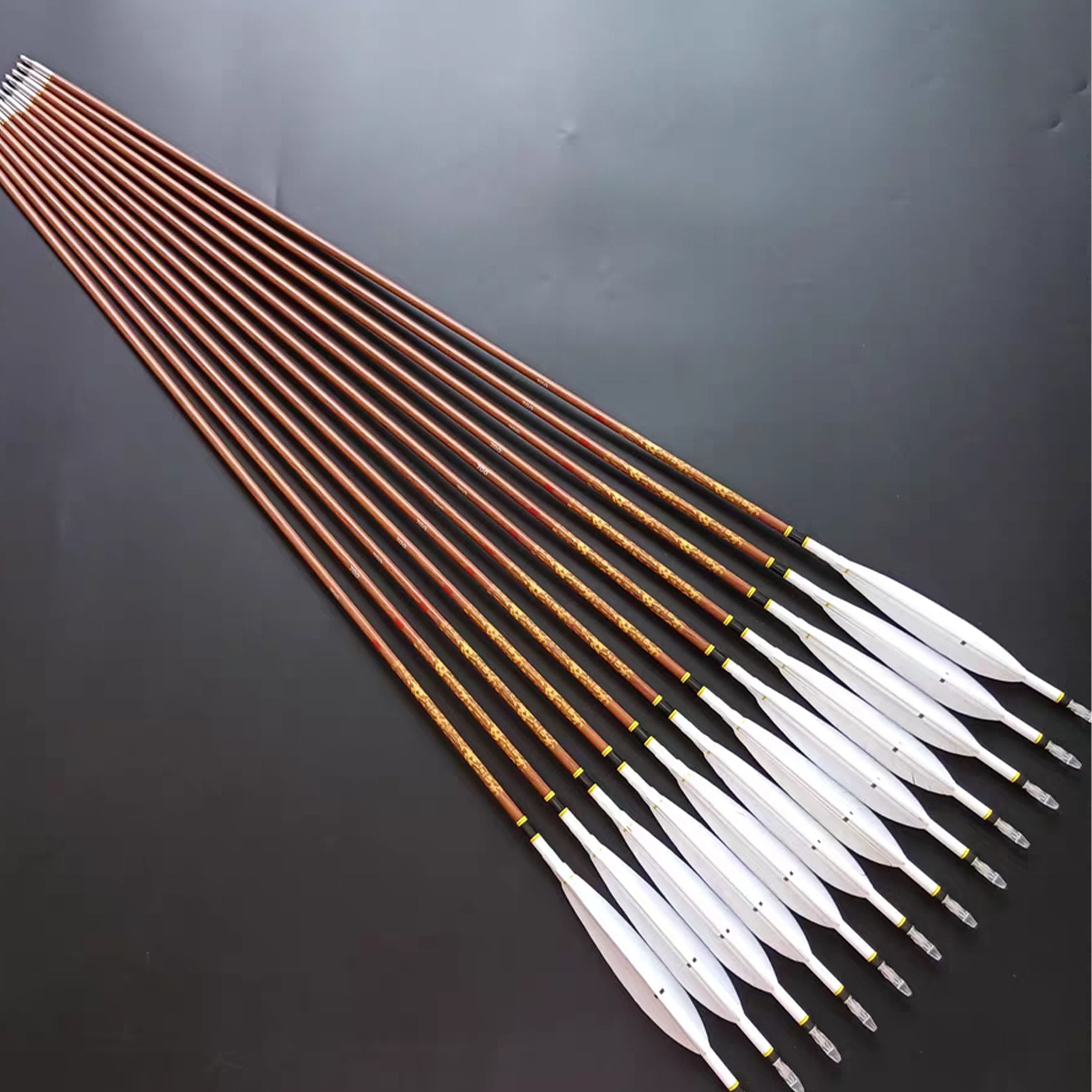 ZhanGe Pure Carbon Arrow Turkey Feather Hunting Target Spine 500-800