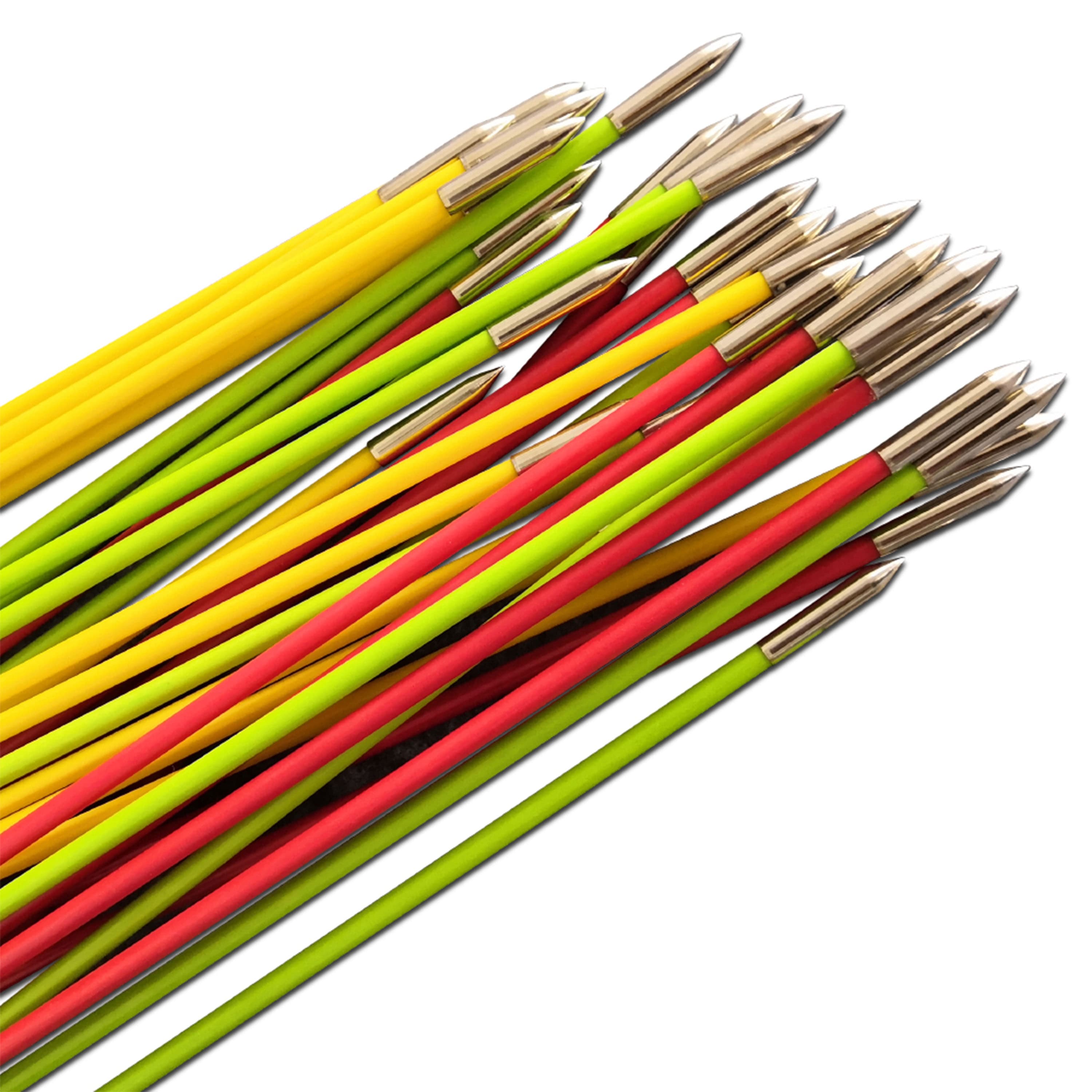 AME ARCHERY Vanes Fiberglass Arrows with Fixed Field Tips (12pcs)