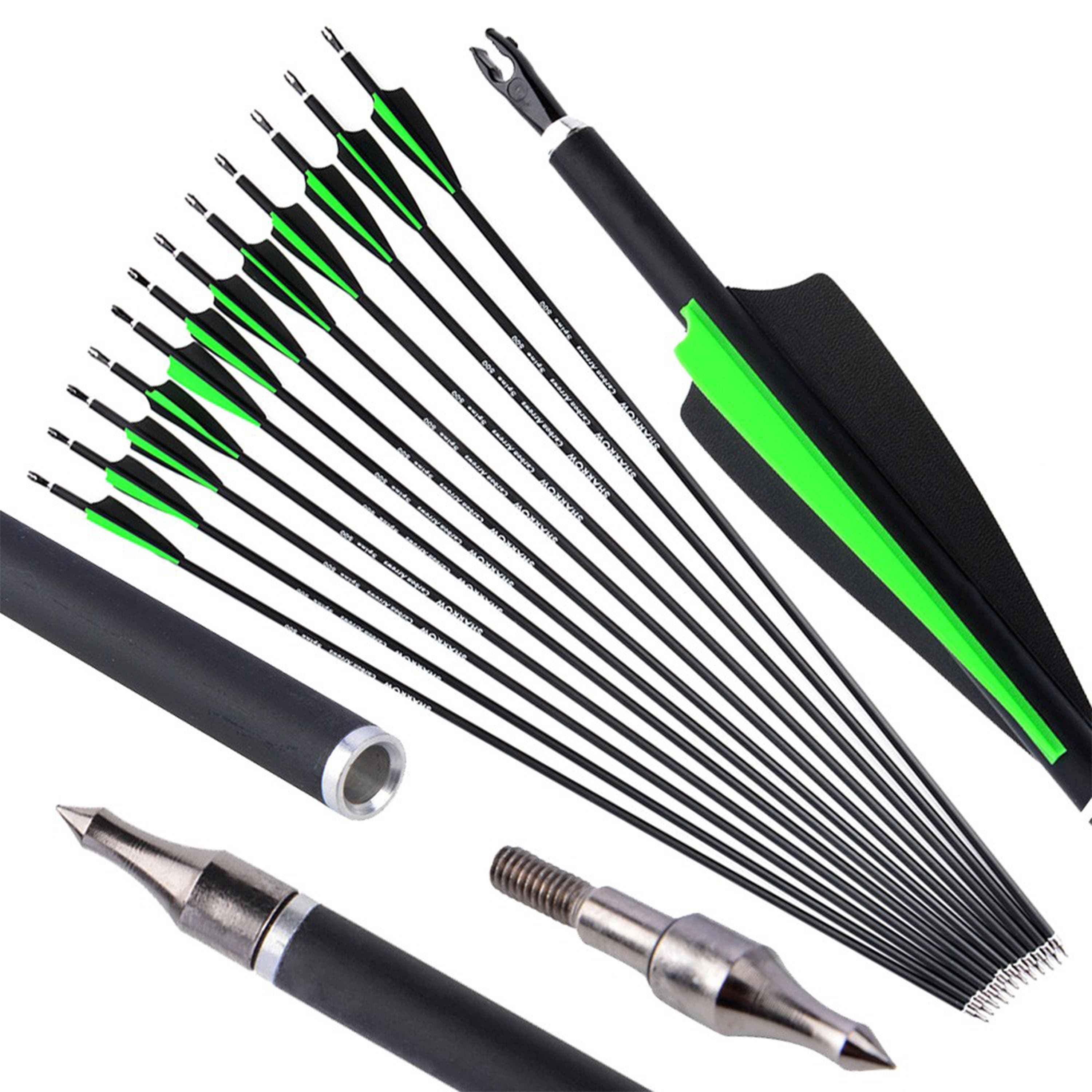 12X 30" Carbon Arrows SP500 Field Points Archery Target Hunting