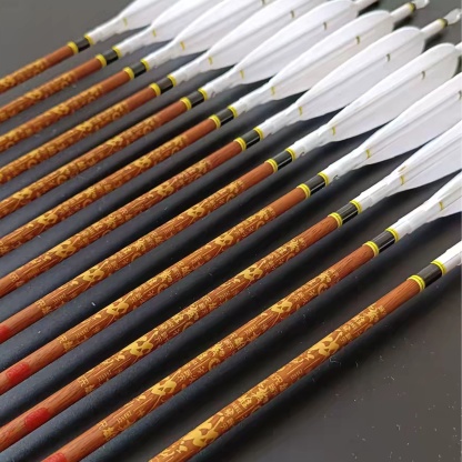 ZhanGe Pure Carbon Arrow Turkey Feather Hunting Target Spine 500-800
