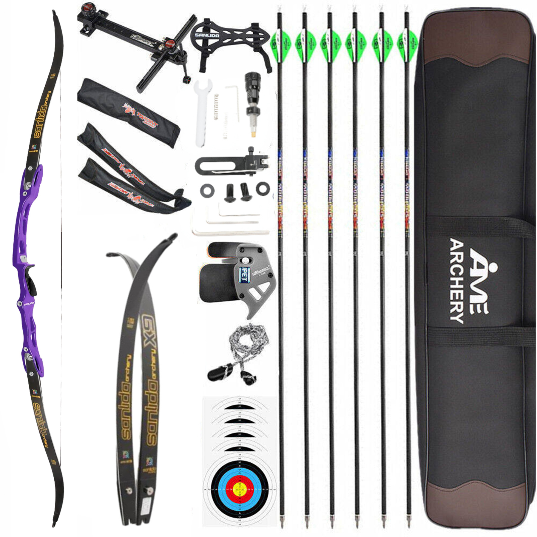Sanlida X9 Recurve Bow 66/68/70Inch 20-44lbs with Accessories in Multiple Colors