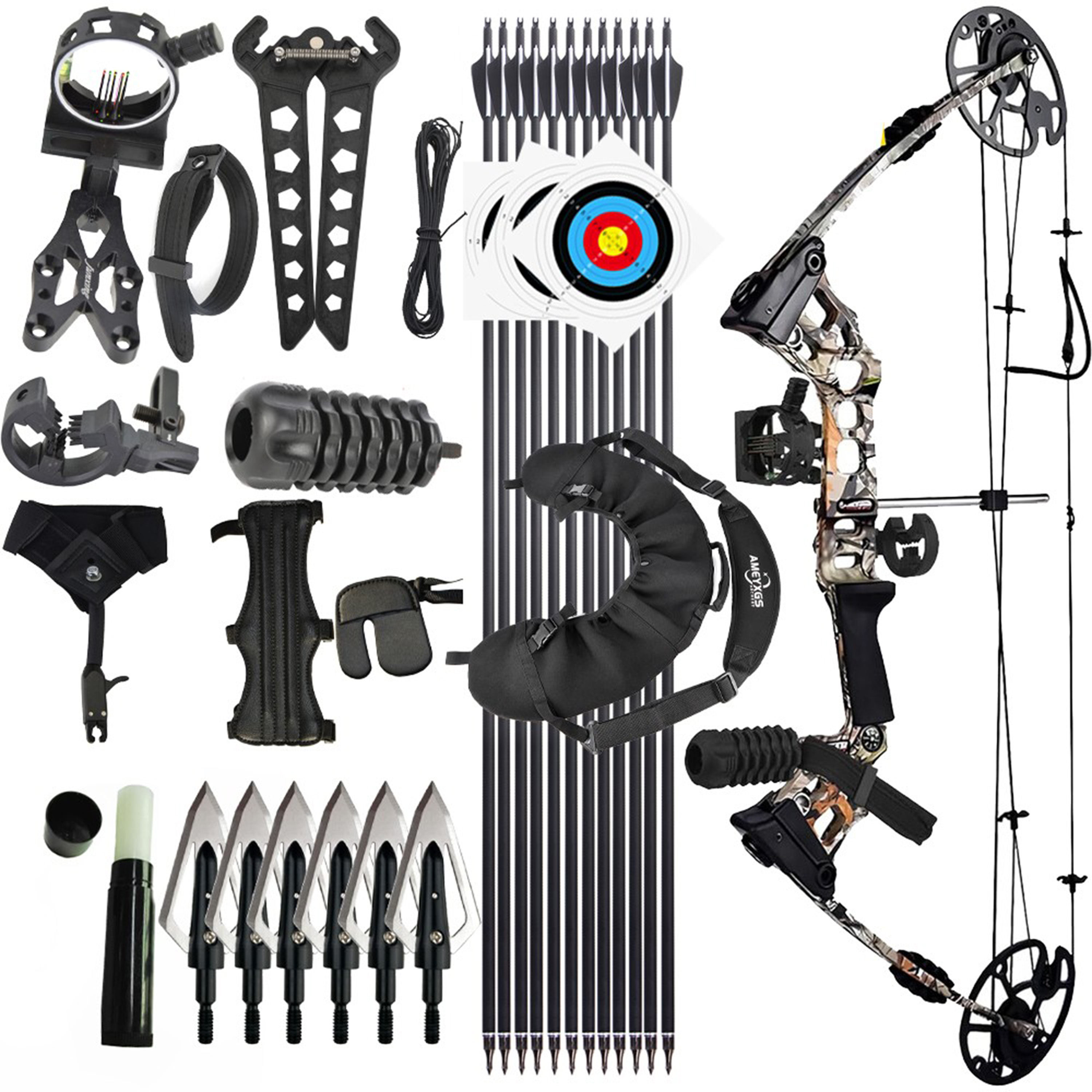 JUNXING Dragon X8 Compound Bow Arrow Set Camo 20-70LBS