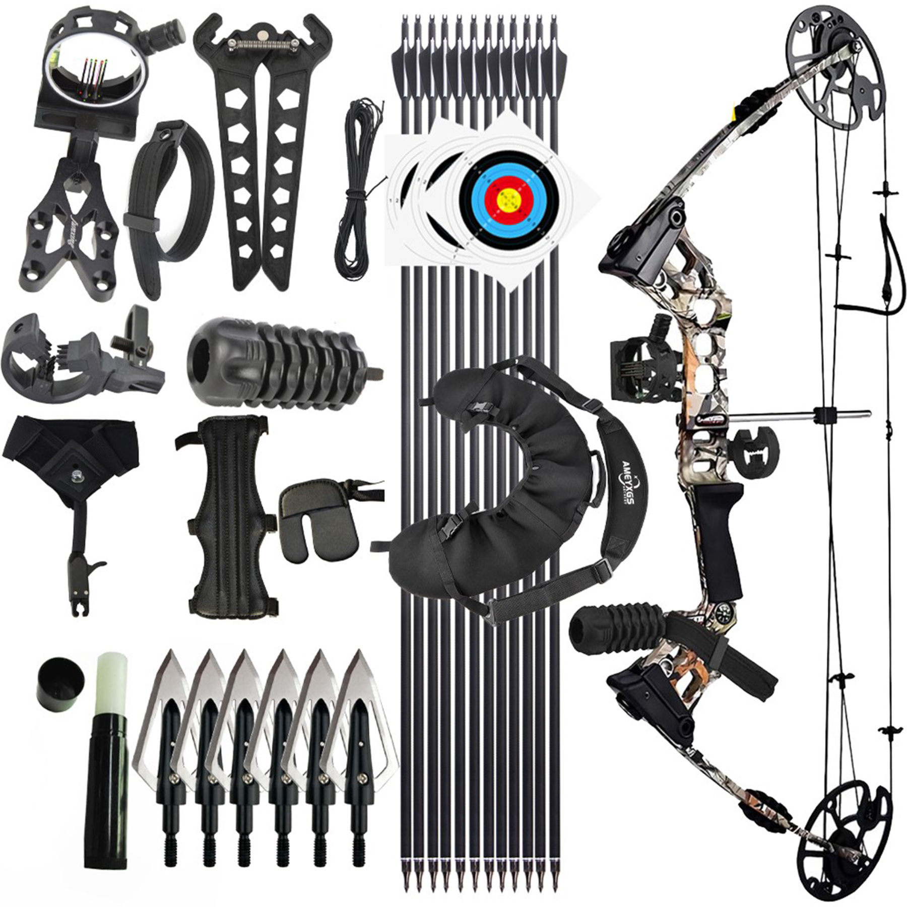 JUNXING Dragon X8 Compound Bow Arrow Set Camo 20-70LBS