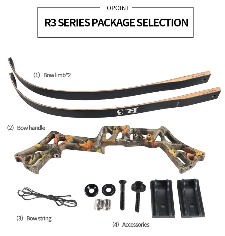 TOPOINT R3 58" Hunting Recurve Bow Kit – 30–50lbs