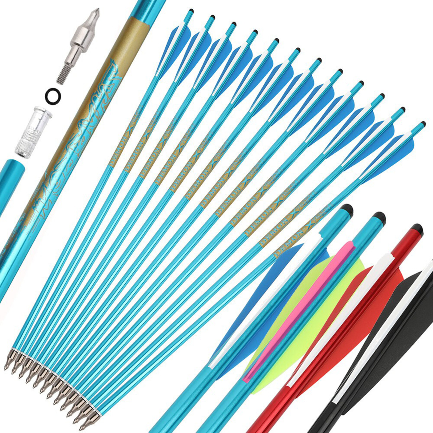 12 pcs Crossbow Bolts 22'' 125gr Tips Aluminum Arrows