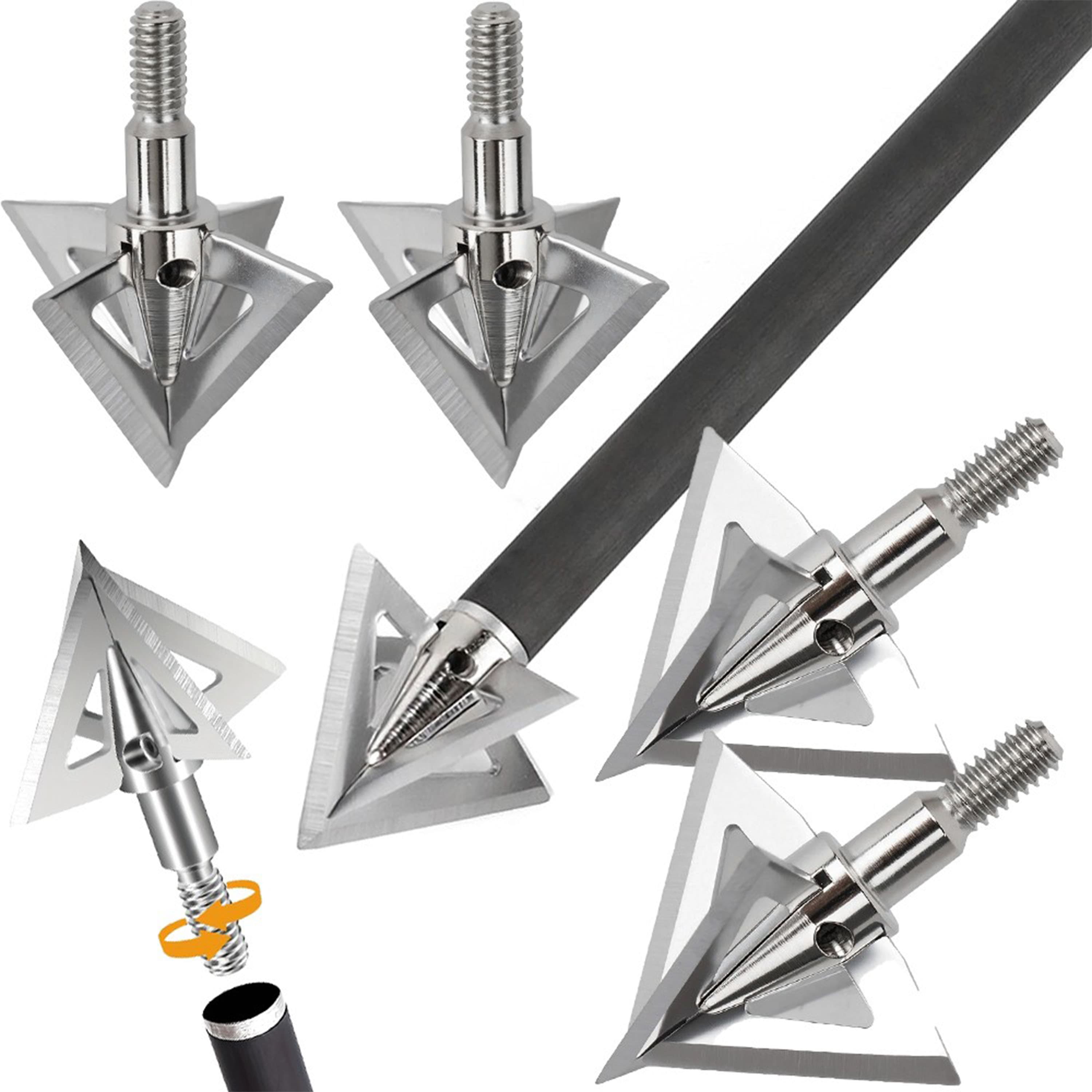 12X Archery Arrowhead 100gr Broadhead Screw-in Bow Hunting Shooting 