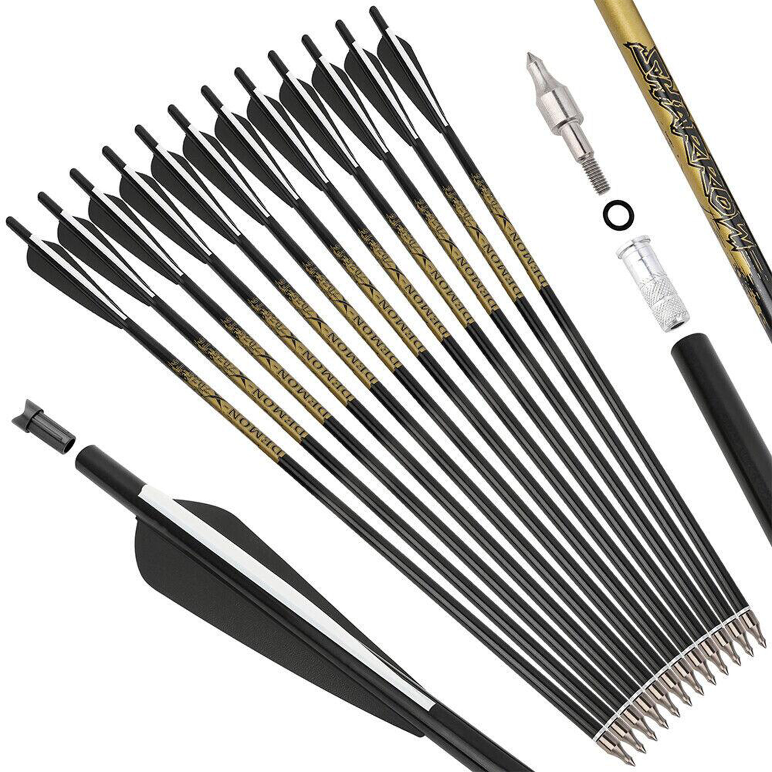 12 pcs Crossbow Bolts 22'' 125gr Tips Aluminum Arrows