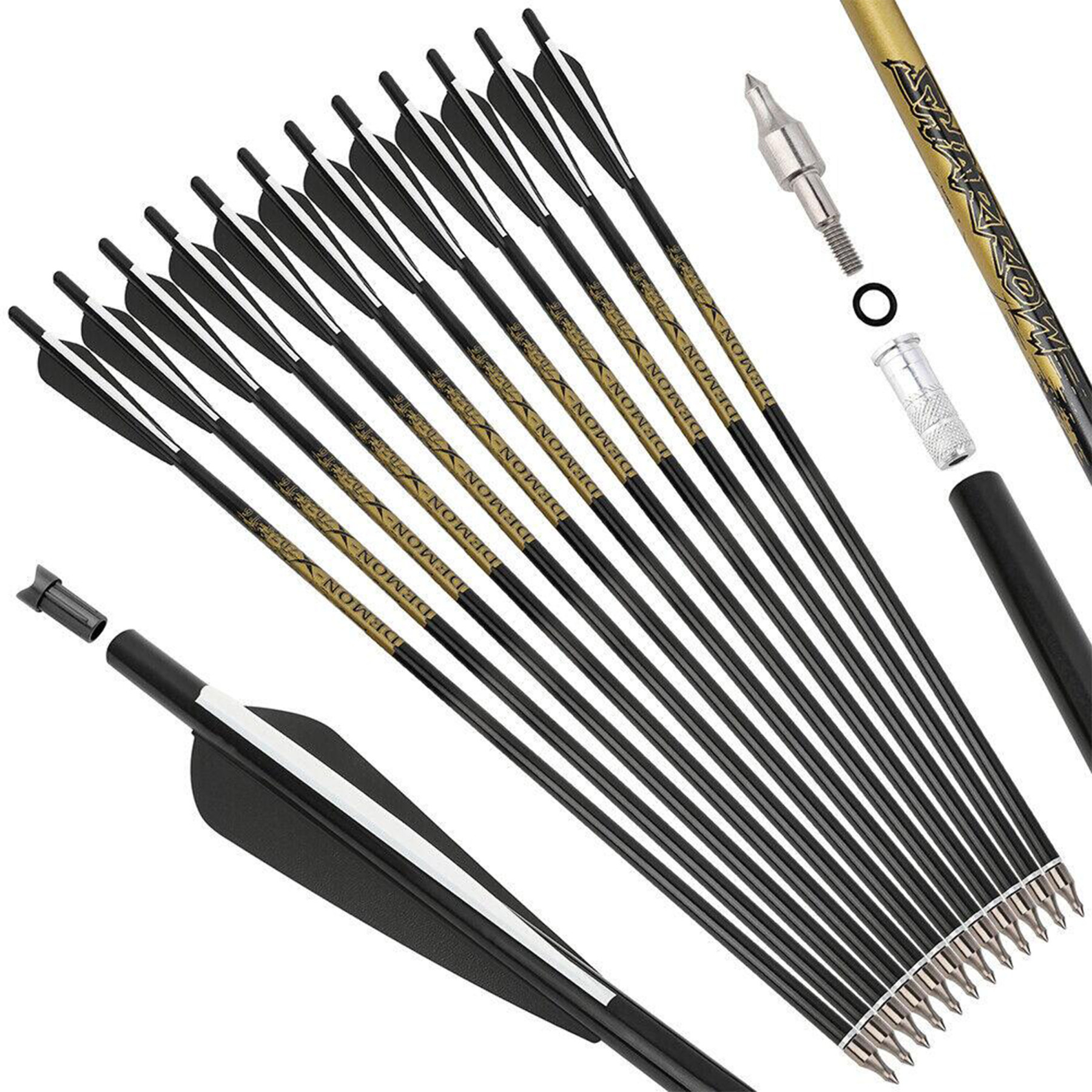 12 pcs Crossbow Bolts 22'' 125gr Tips Aluminum Arrows