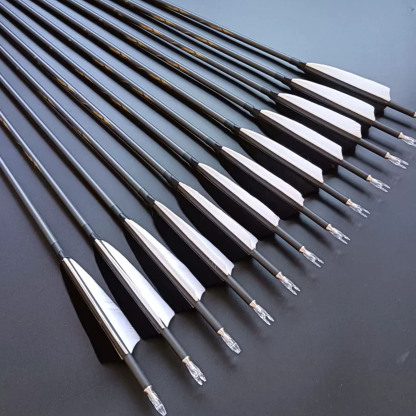 ZhanGe Pure Carbon Arrow Feather ID6.2mm Hunting Spine 400-800