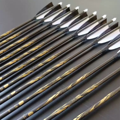 ZhanGe Pure Carbon Arrow Feather ID6.2mm Hunting Spine 400-800