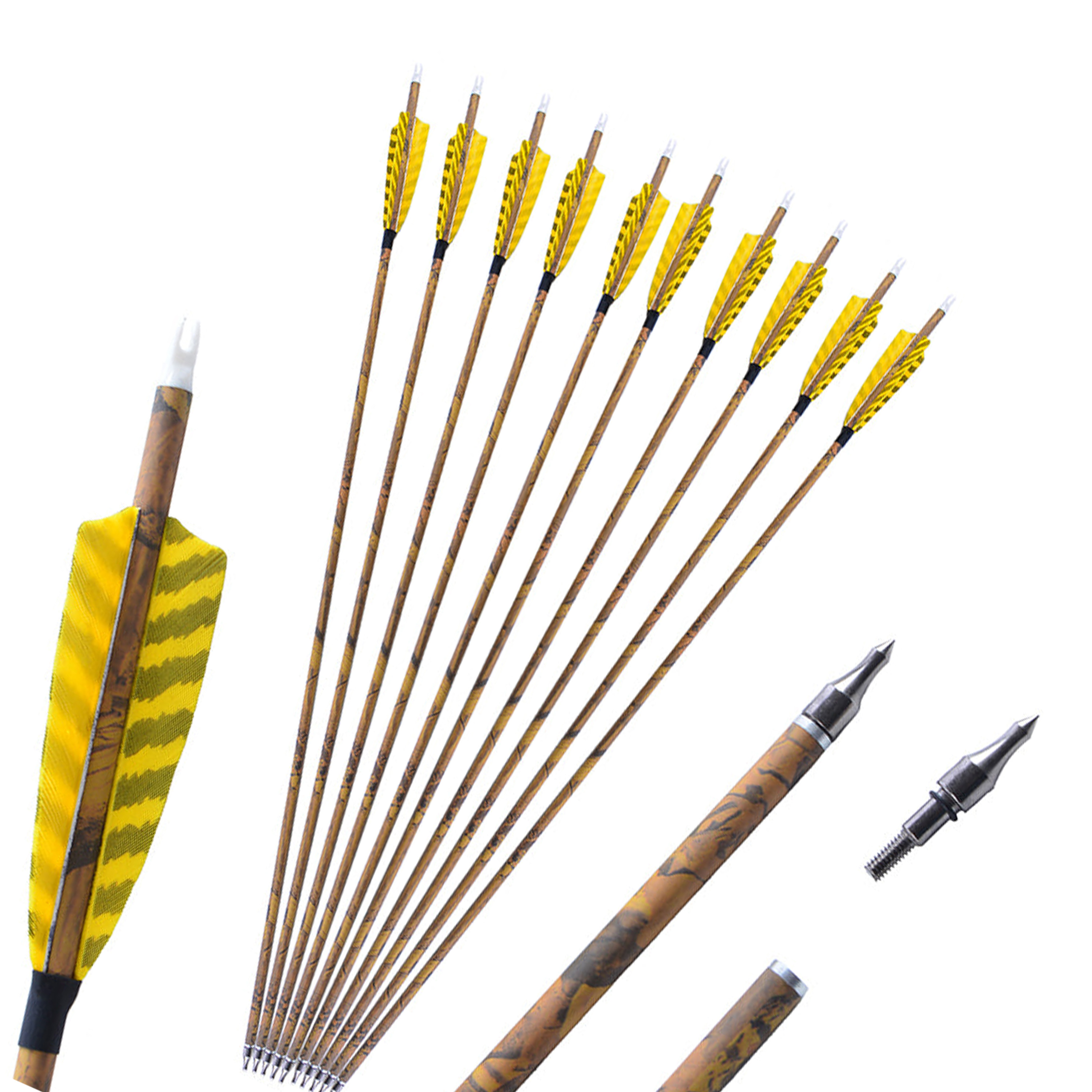 12pcs Carbon Mix Arrows Spine 500 31.5" Archery Hunting Target