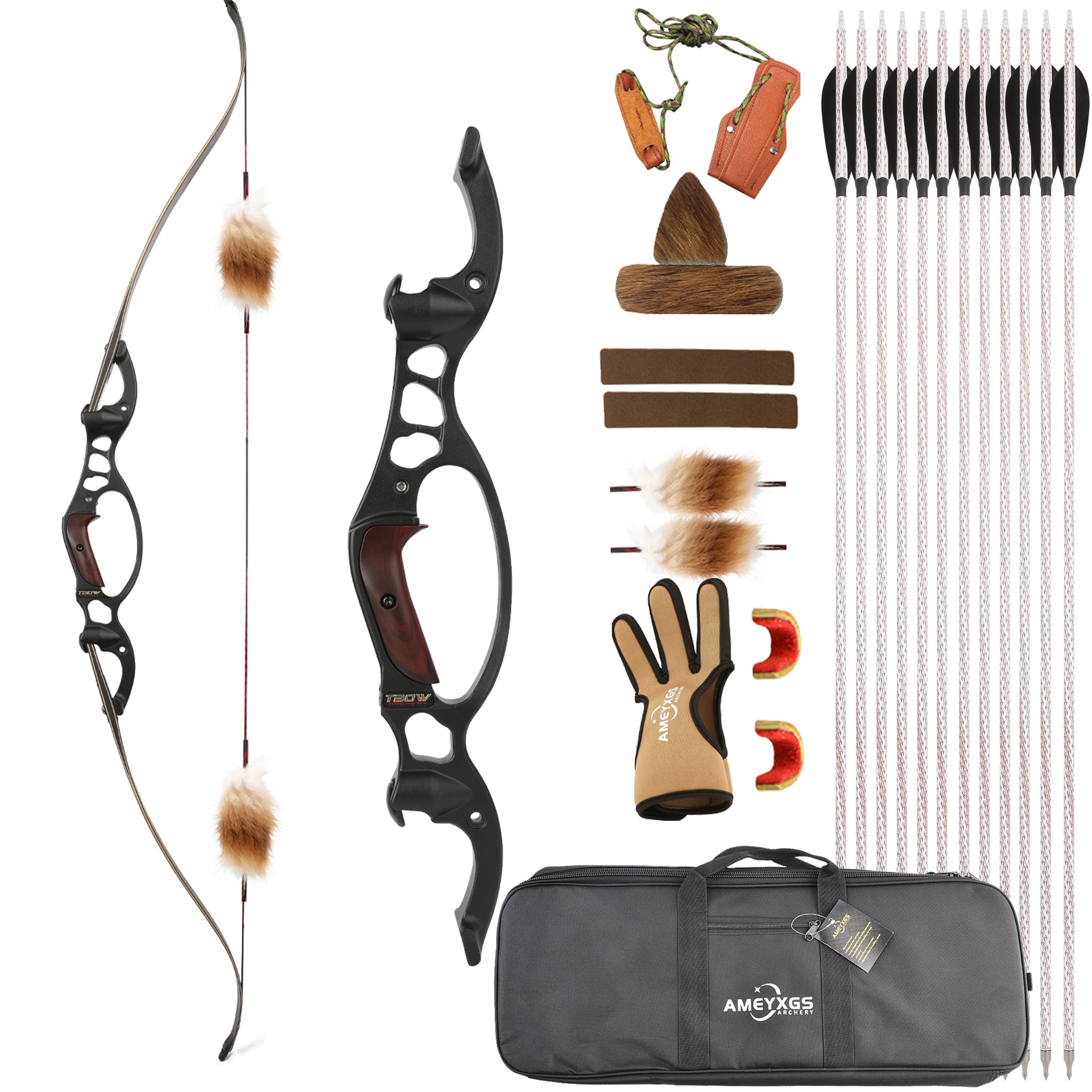 TBOW 64" Hunting Recurve Bow and Arrow Set 