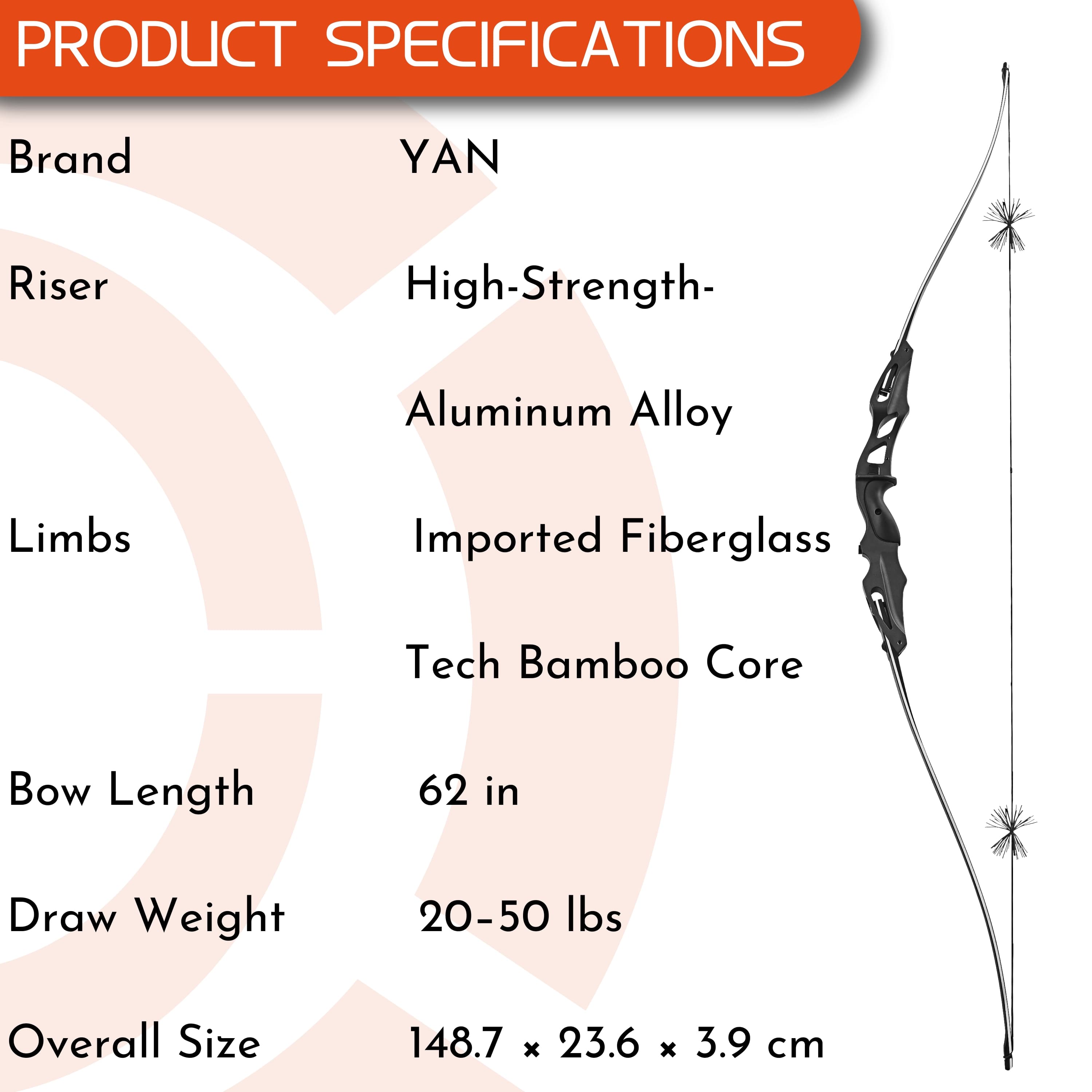 Hunting & Training Recurve Set - 62" 20-50lbs