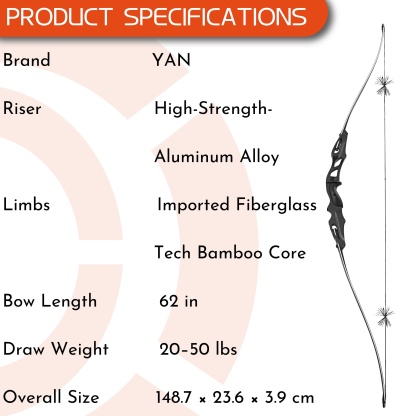 Hunting & Training Recurve Set - 62" 20-50lbs