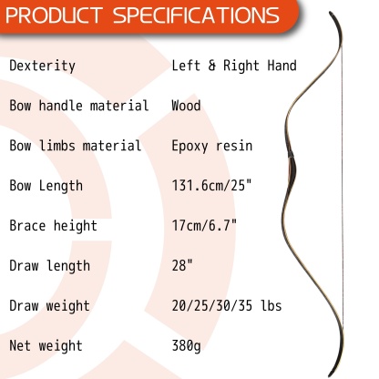 20-35LBS Traditional Bow Set LH RH Hunting Longbow Archery