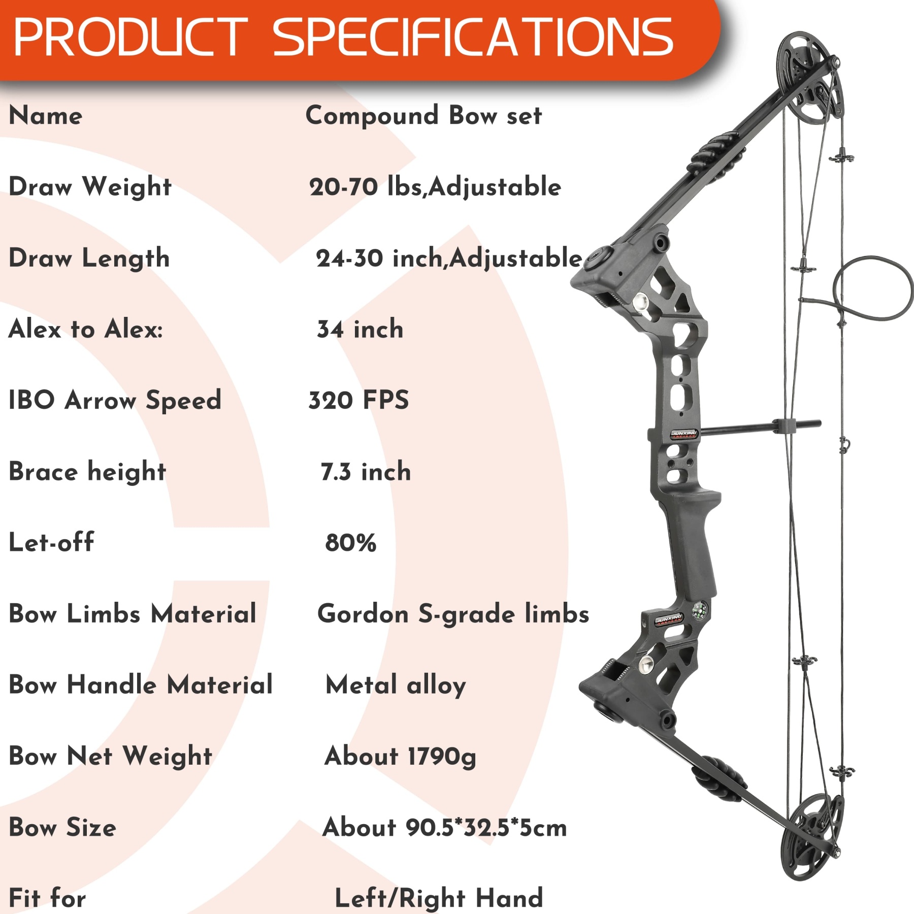 20-70lbs Compound Bow Set LH RH Shooting Target Archery